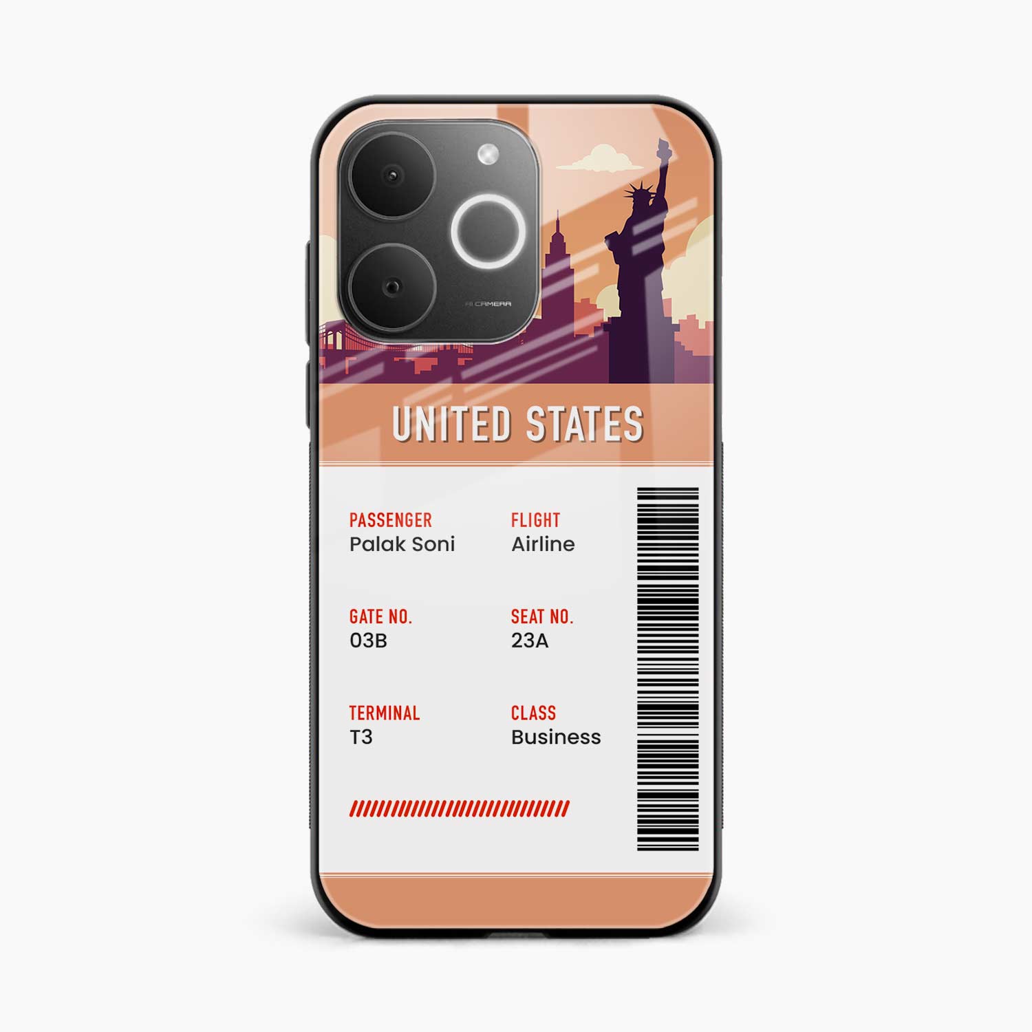 United States Boarding Pass Realme Narzo 80 Lite 4G Back Cover