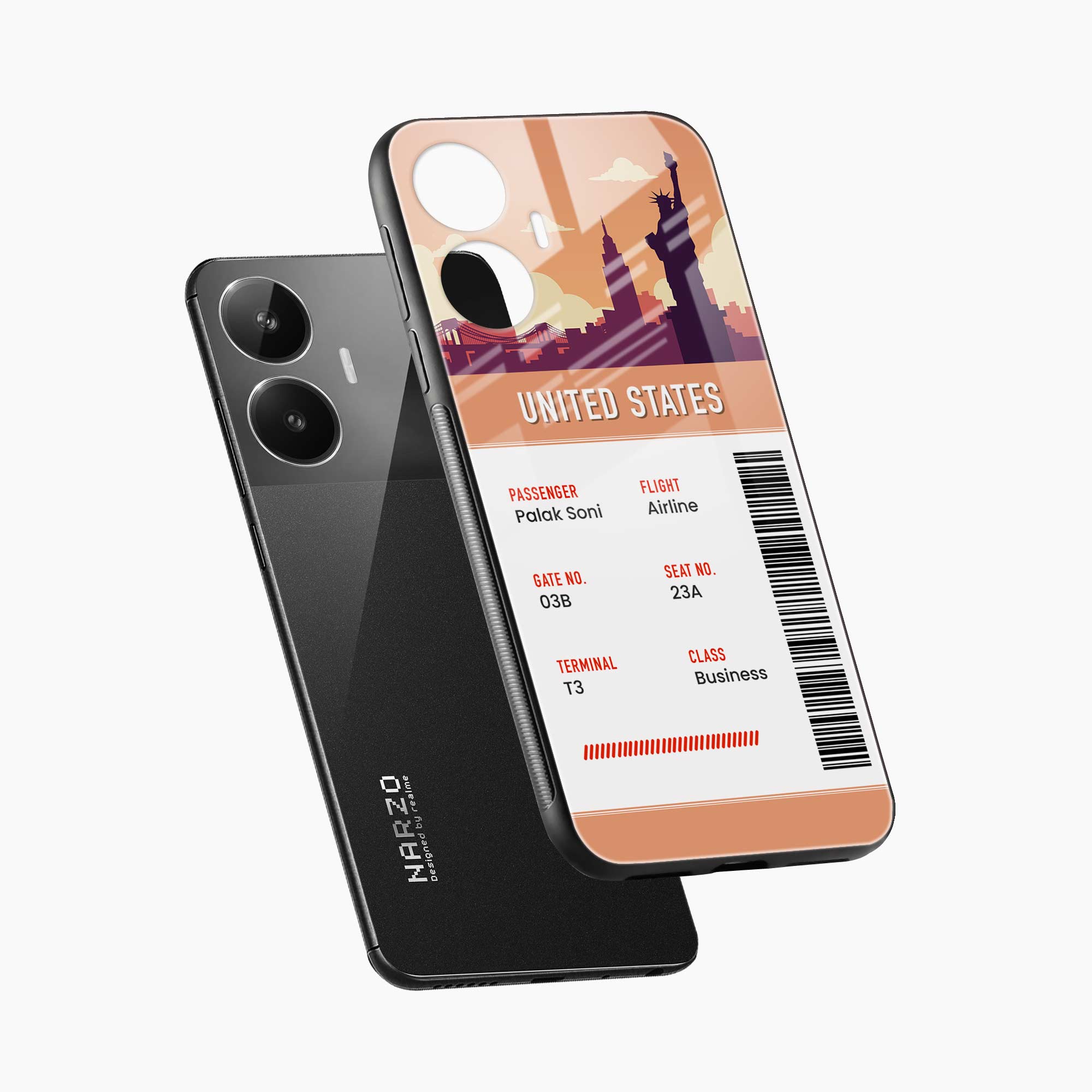 United States Boarding Pass Realme Narzo N55 Back Cover