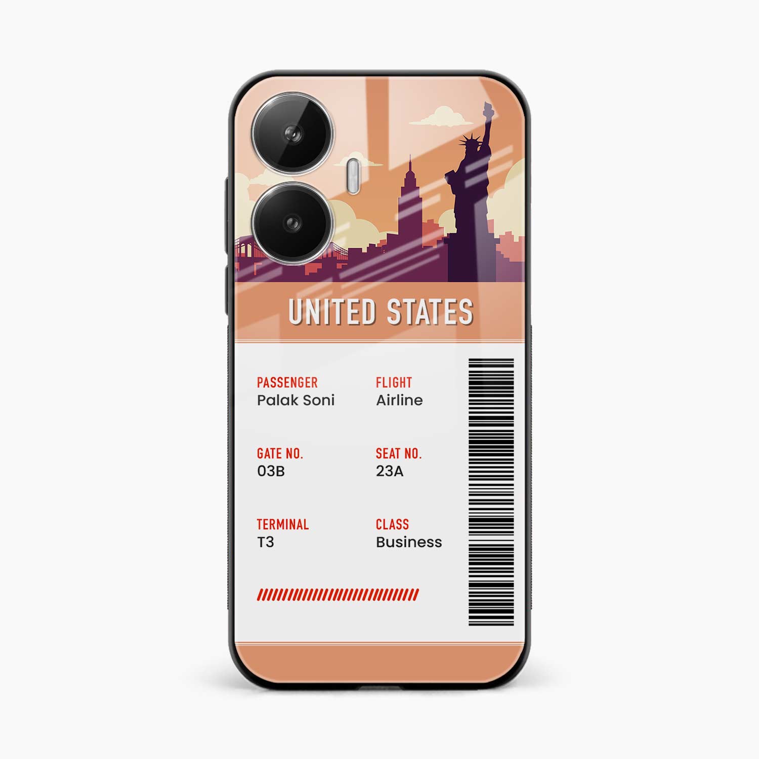 United States Boarding Pass Realme Narzo N55 Back Cover