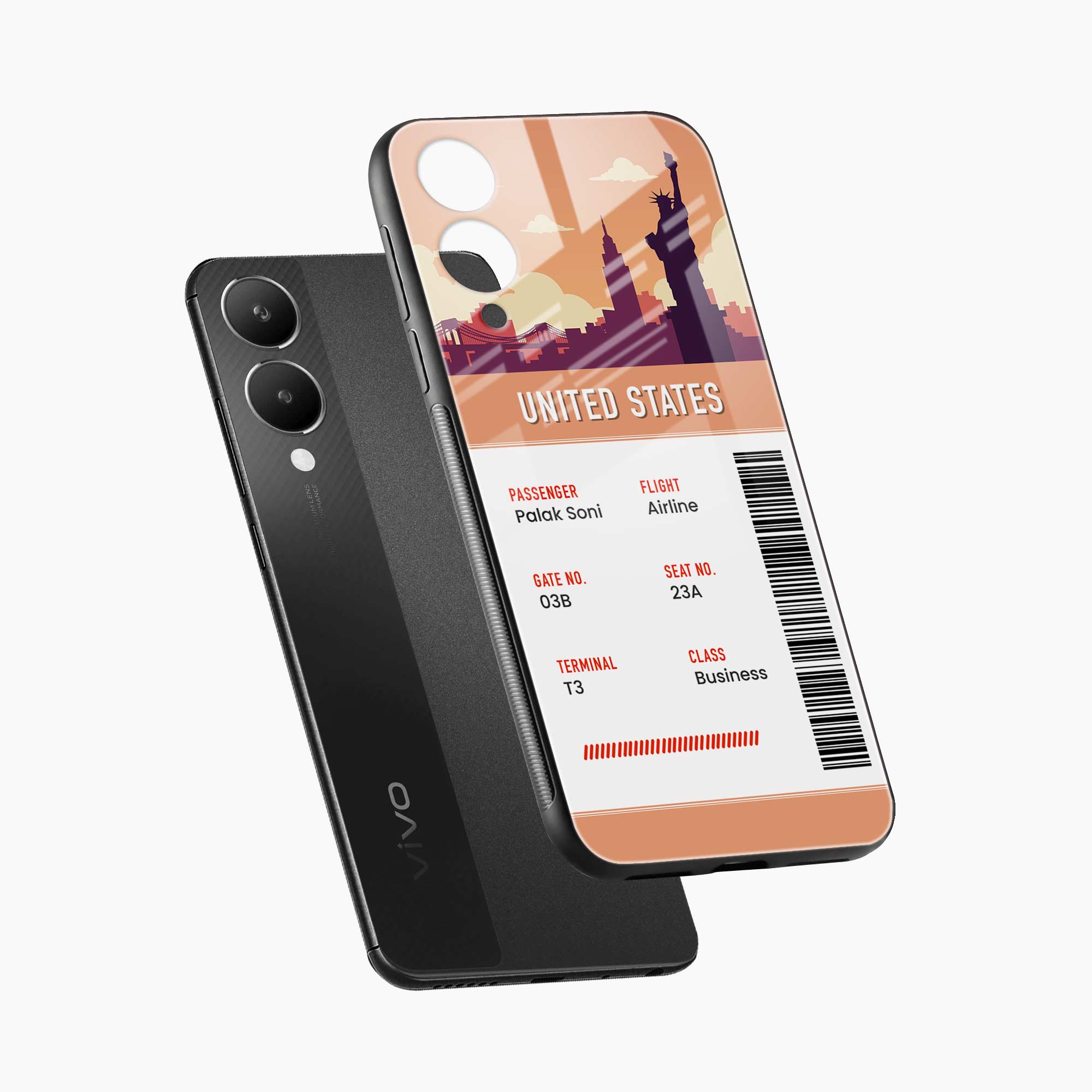 United States Boarding Pass Vivo Y28 5G Back Cover