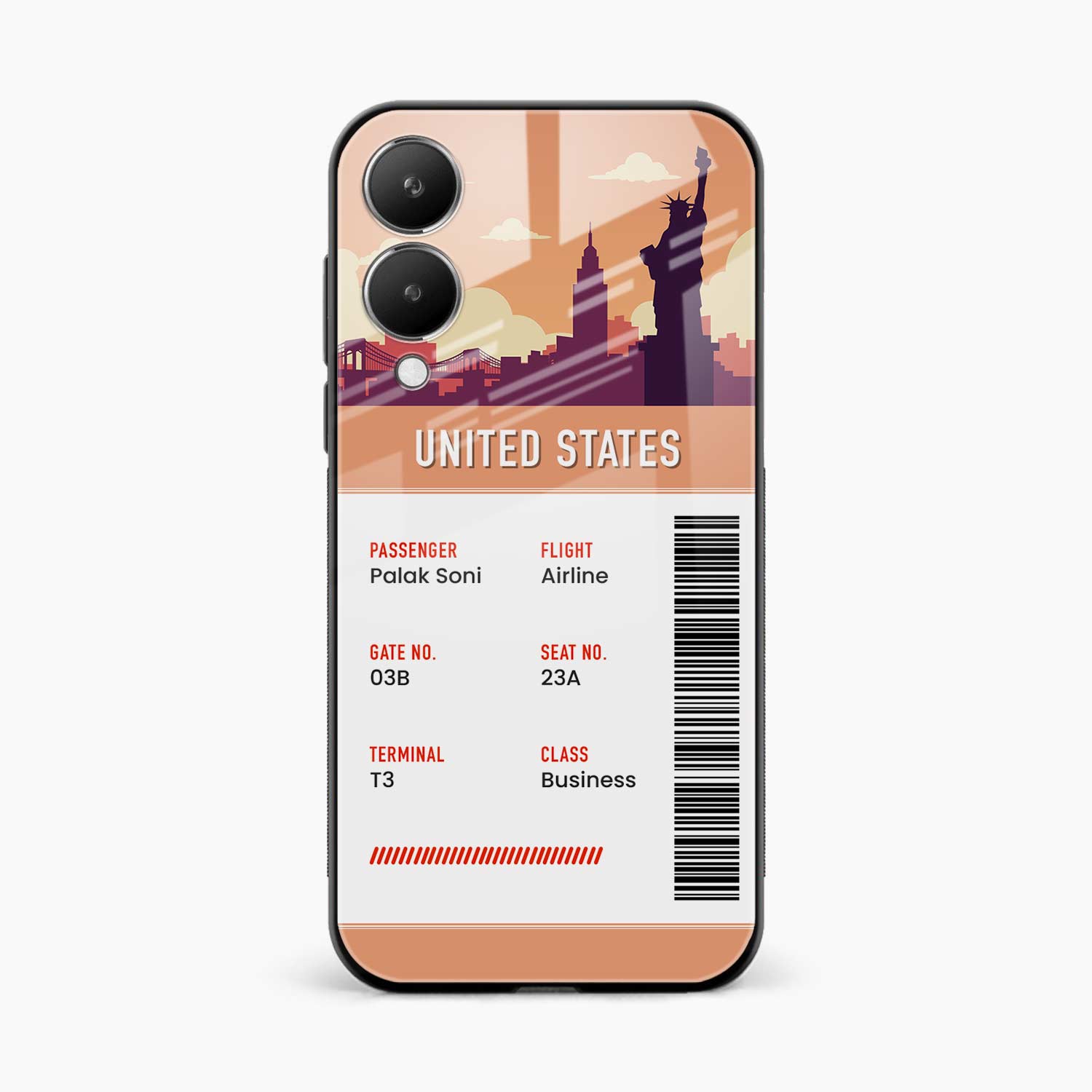 United States Boarding Pass Vivo Y28 5G Back Cover