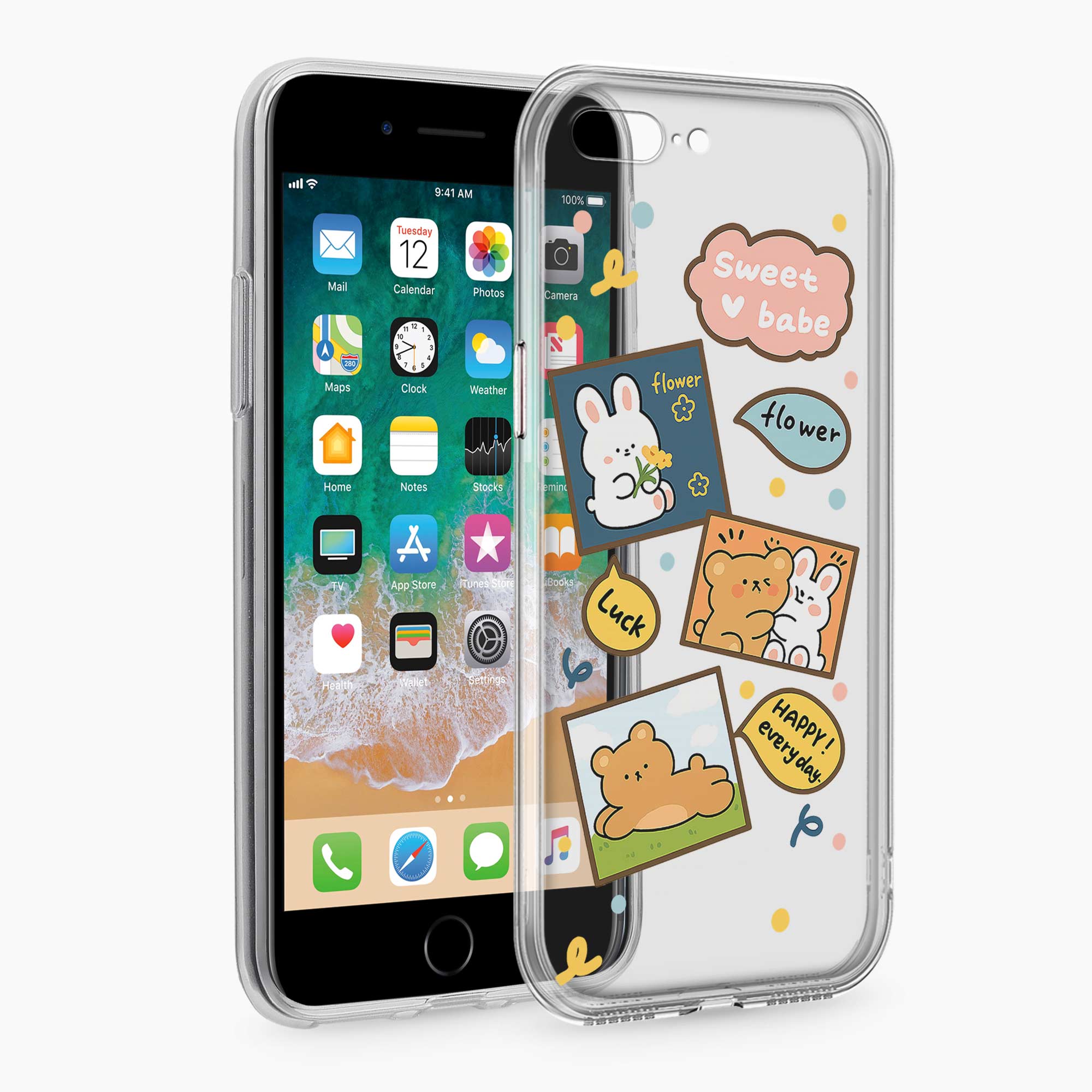 Cute Teddy iPhone 7 Plus Silicone Back Cover