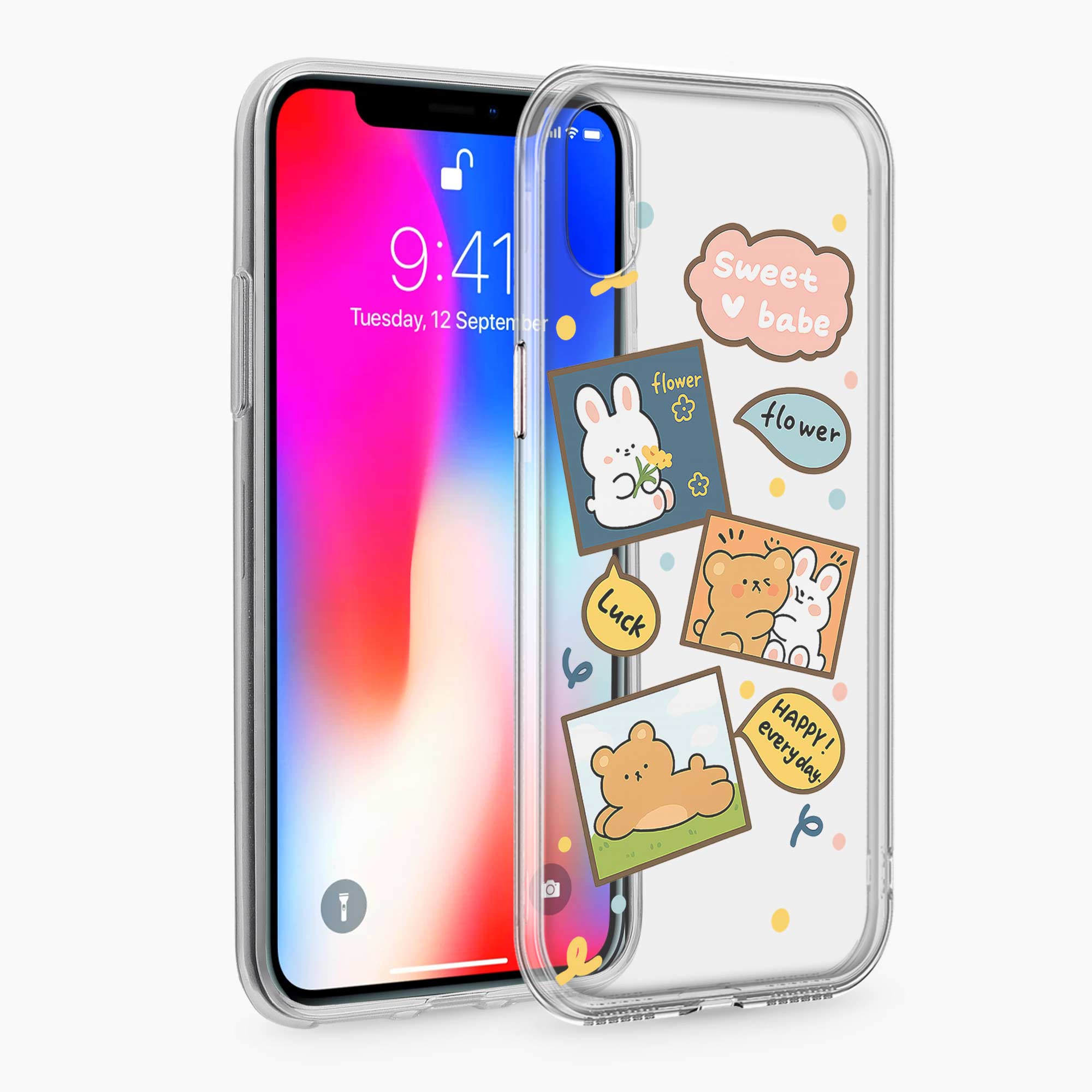 Cute Teddy iPhone X Silicone Back Cover