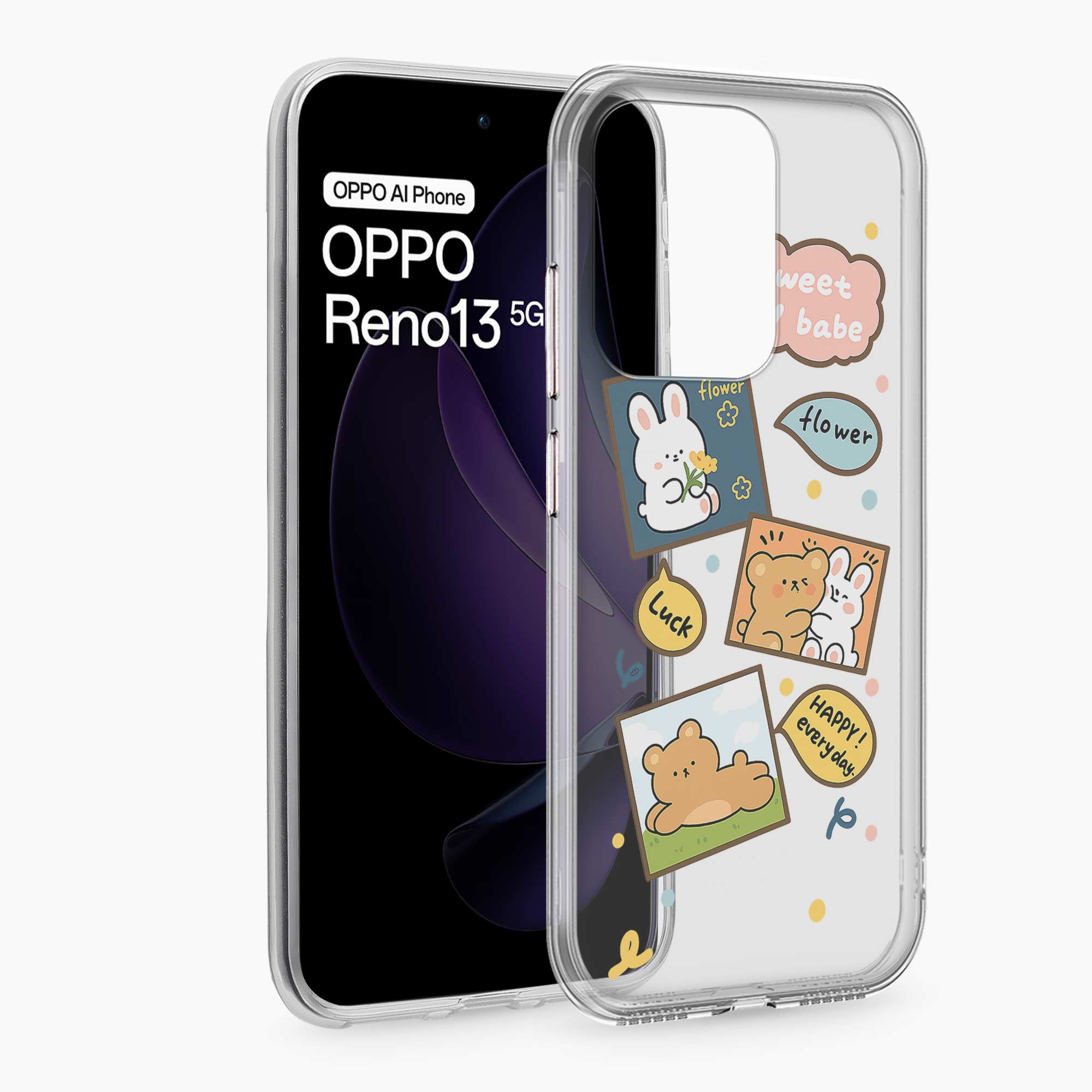 Cute Teddy Oppo Reno 13 5G Silicone Back Cover
