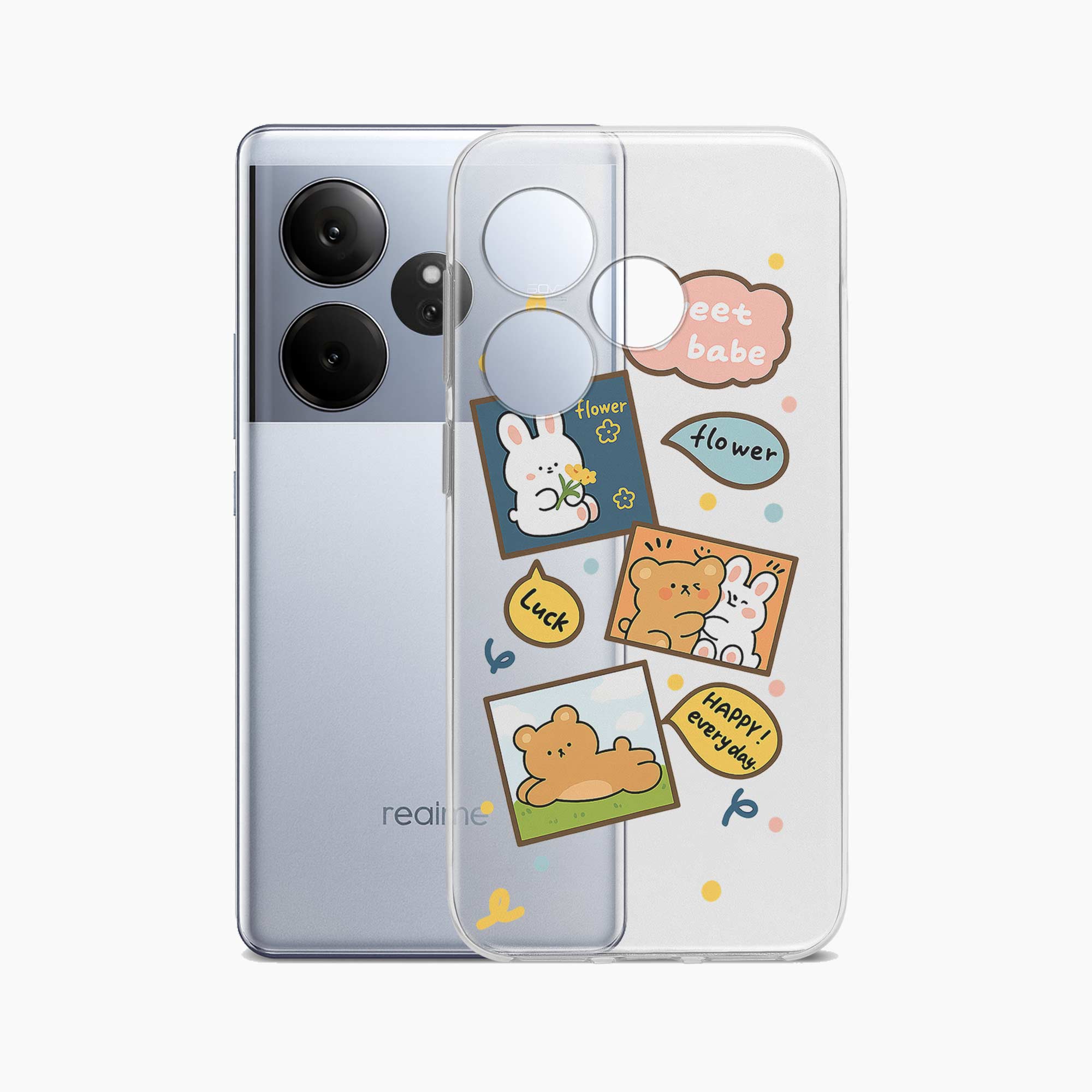 Cute Teddy Realme Gt 6 5G Silicone Back Cover