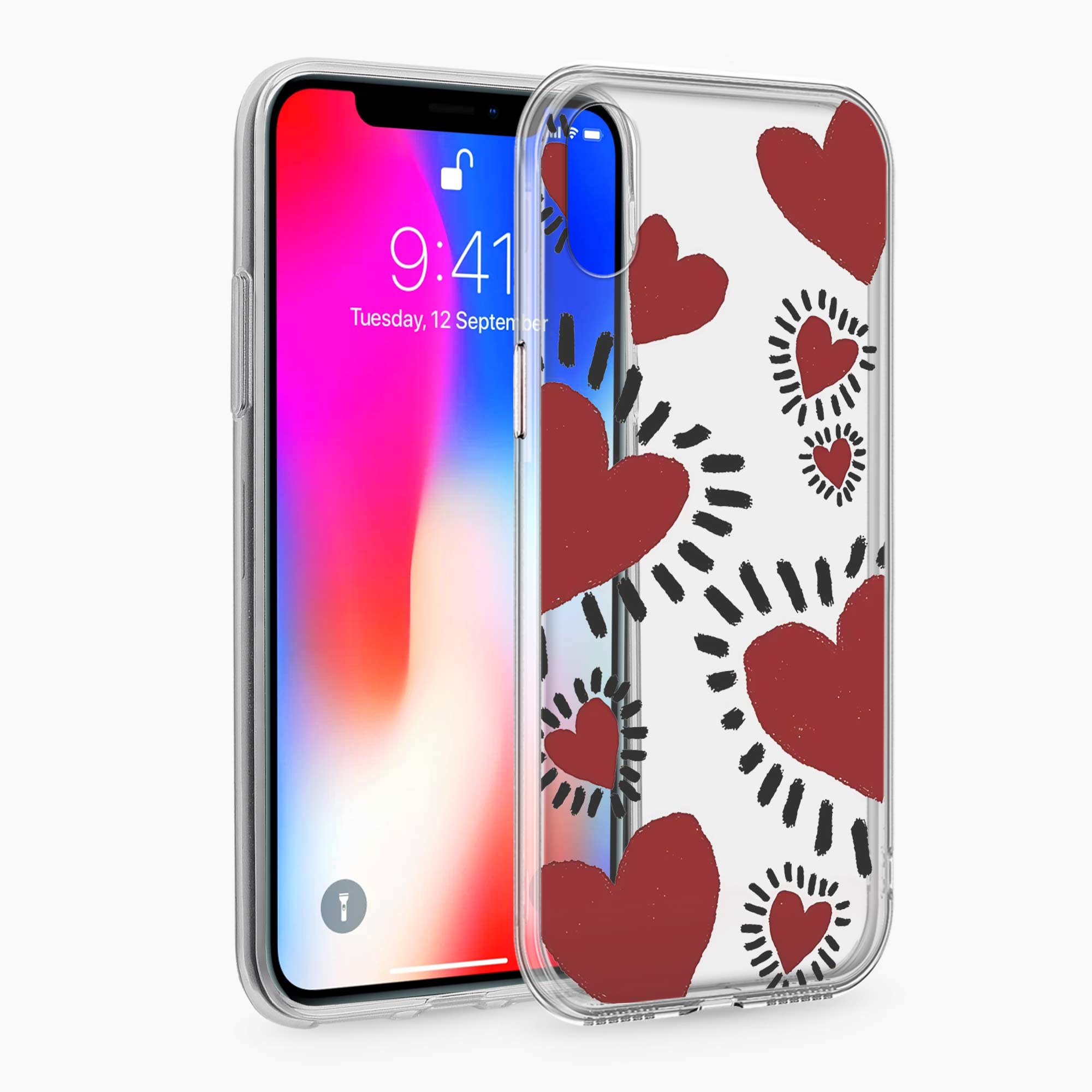 Dark Hearts iPhone X Silicone Back Cover