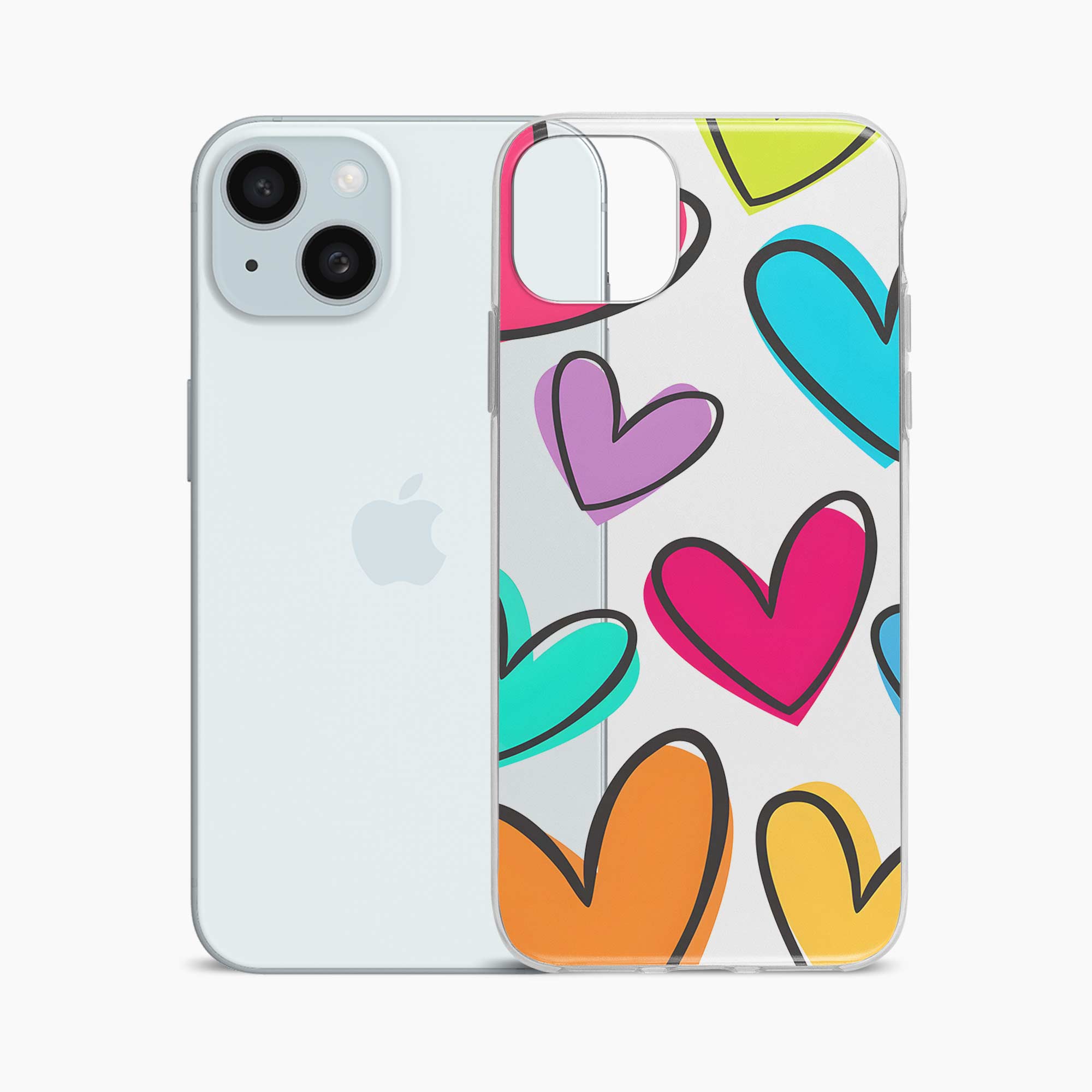 Multicolor Hearts iPhone 14 Plus Silicone Back Cover