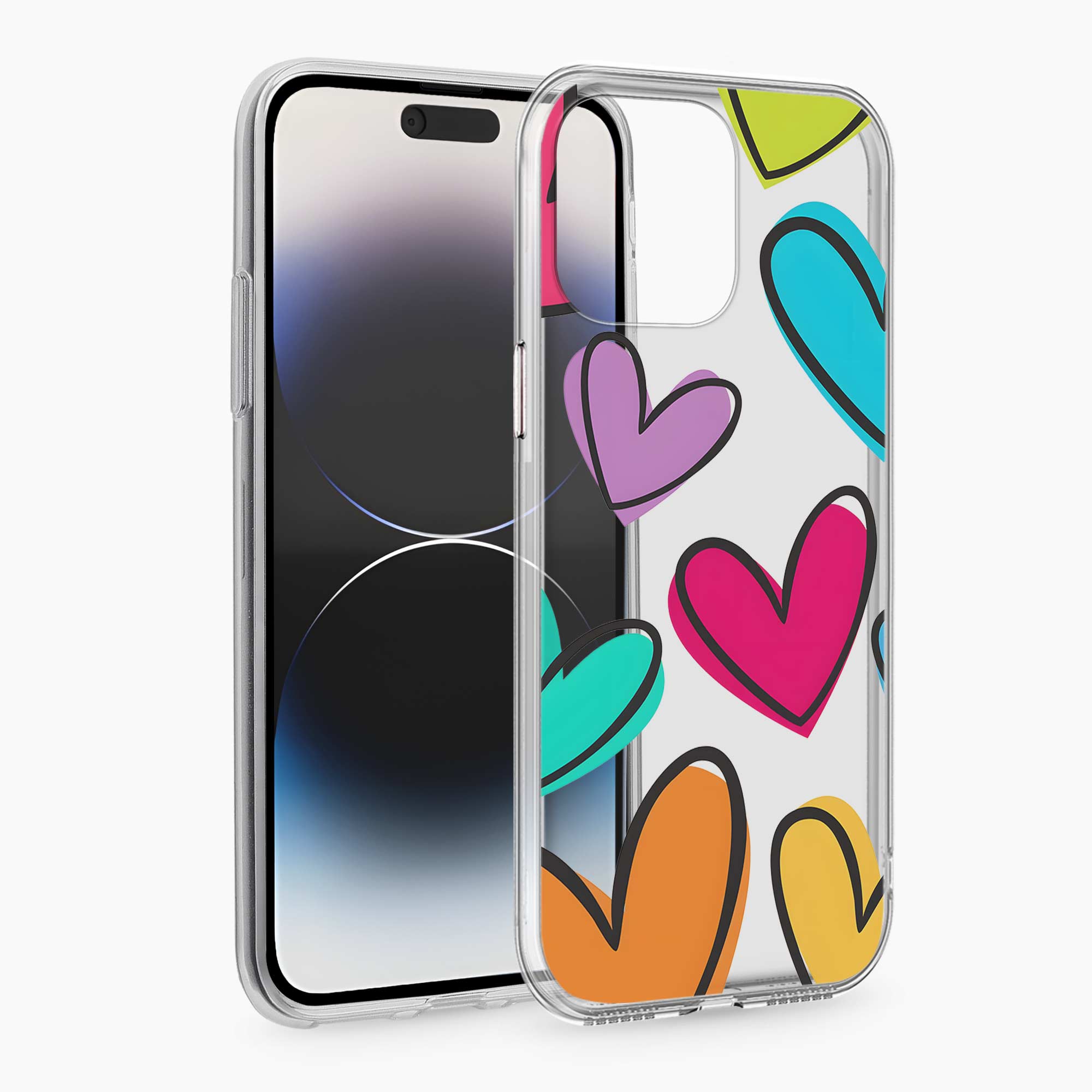 Multicolor Hearts iPhone 15 Pro Max Silicone Back Cover
