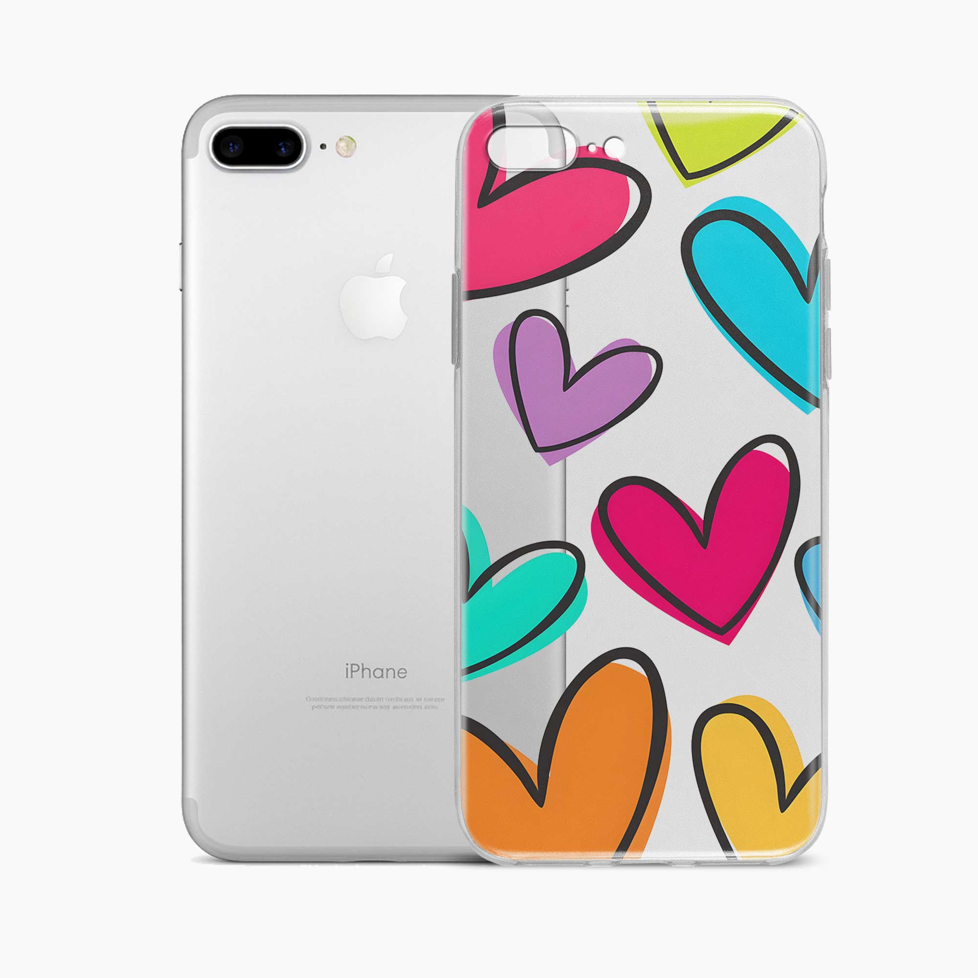 Multicolor Hearts iPhone 7 Plus Silicone Back Cover