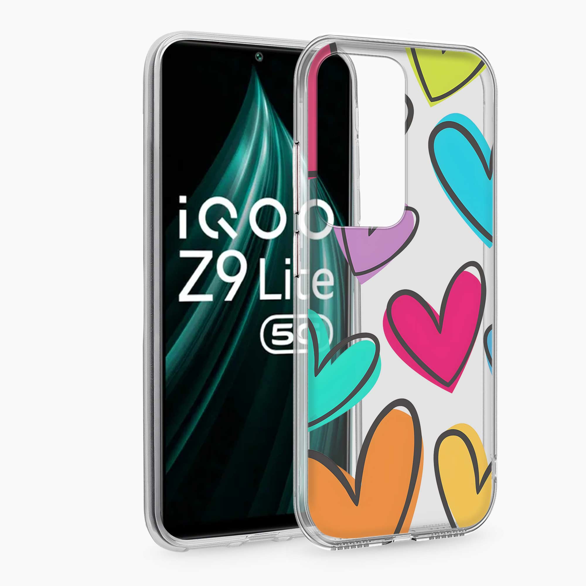 Multicolor Hearts Iqoo Z9 Lite 5G Silicone Back Cover