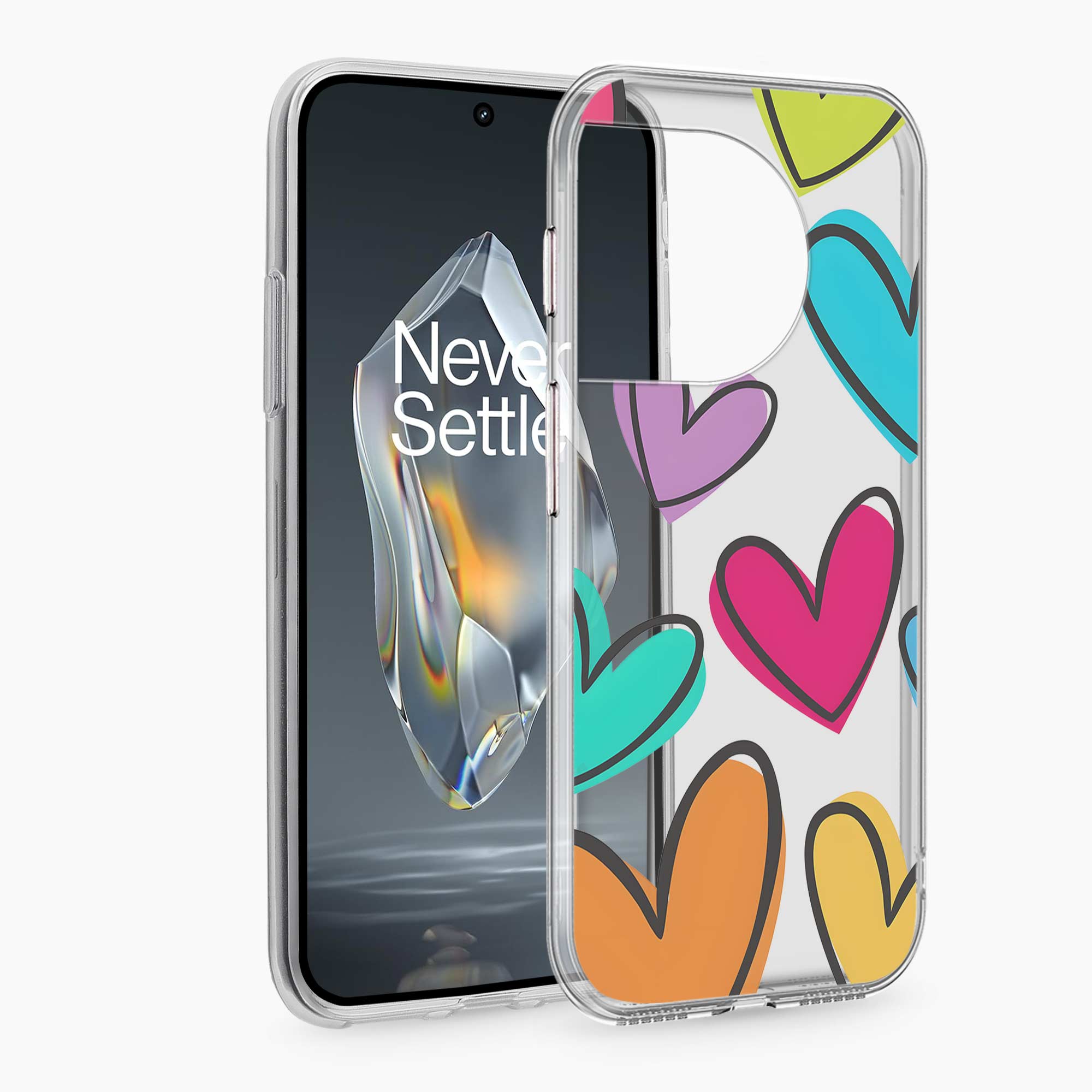 Multicolor Hearts OnePlus 11 Silicone Back Cover