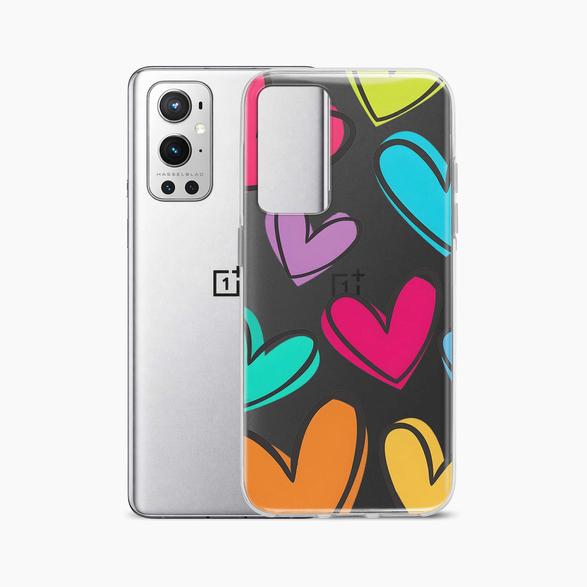 Multicolor Hearts OnePlus 9 Pro Silicone Back Cover