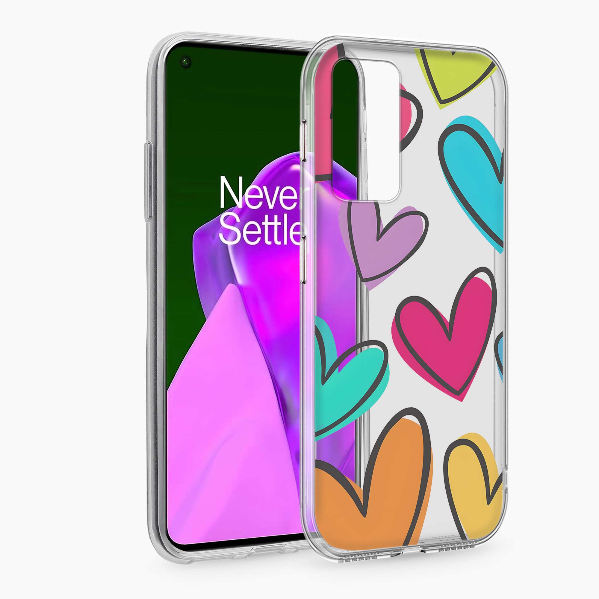 Multicolor Hearts OnePlus 9 Pro Silicone Back Cover