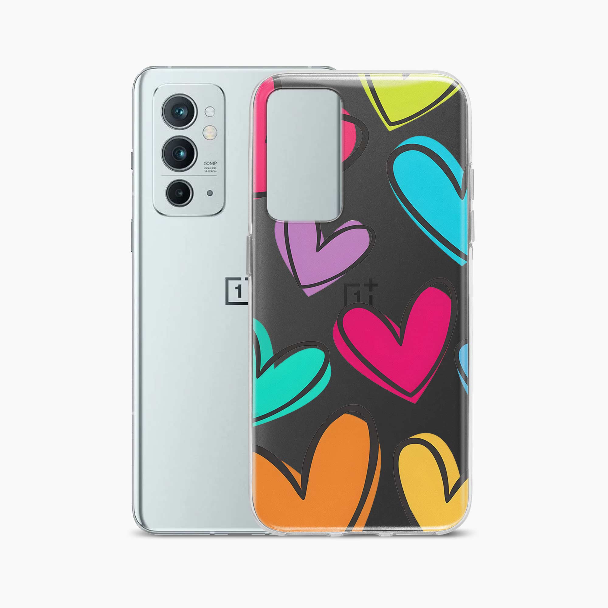 Multicolor Hearts OnePlus 9RT Silicone Back Cover