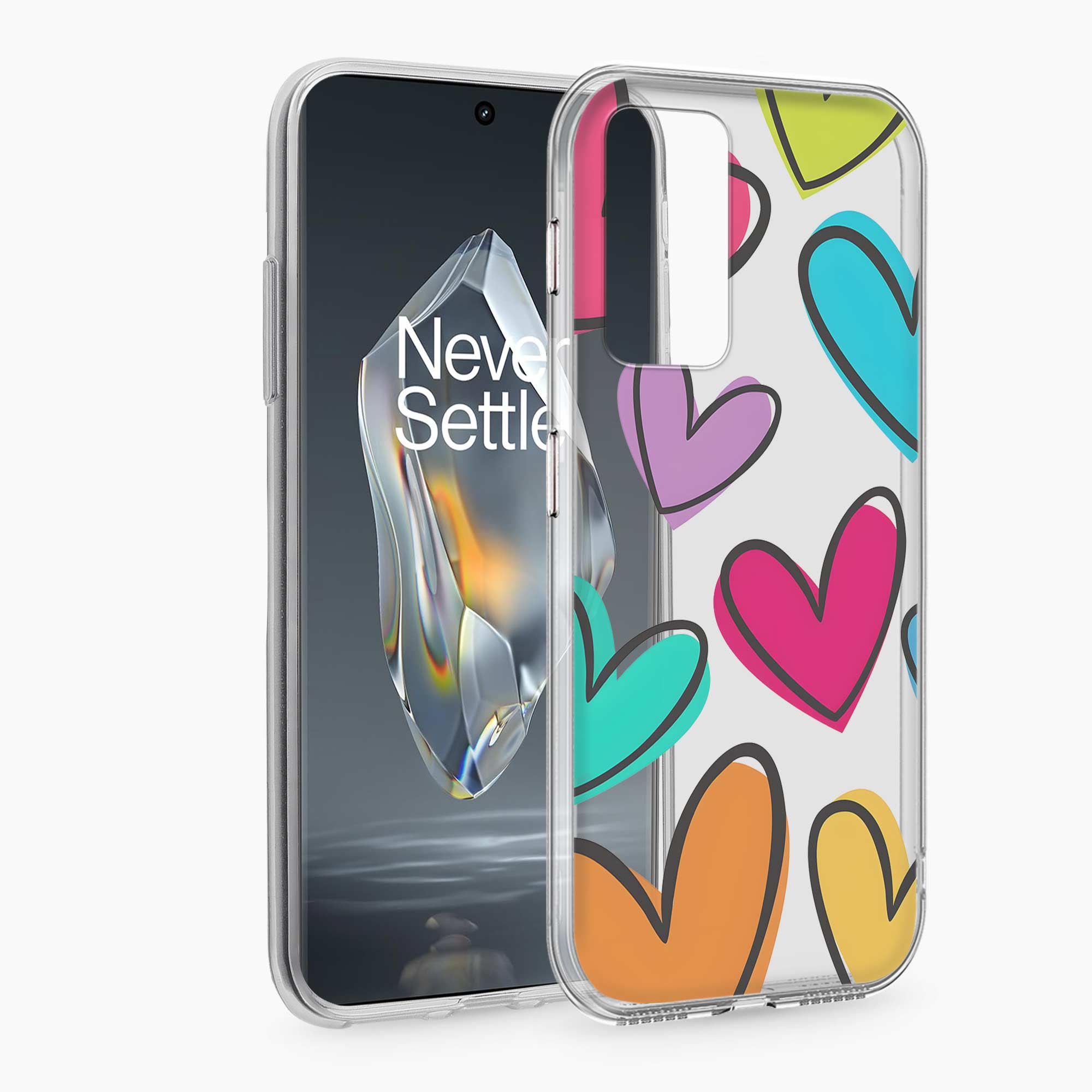 Multicolor Hearts OnePlus 9RT Silicone Back Cover