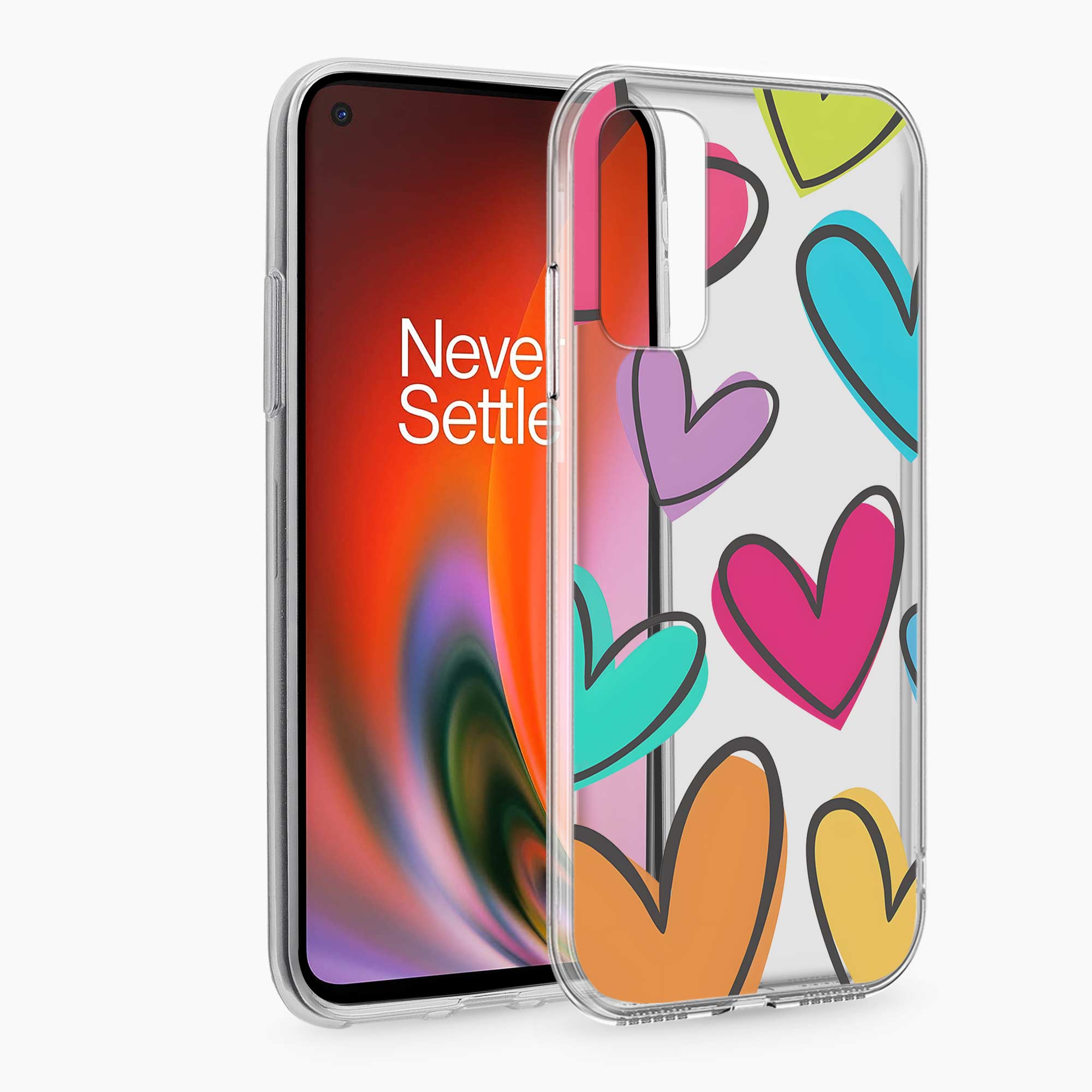 Multicolor Hearts OnePlus Nord 2 Silicone Back Cover