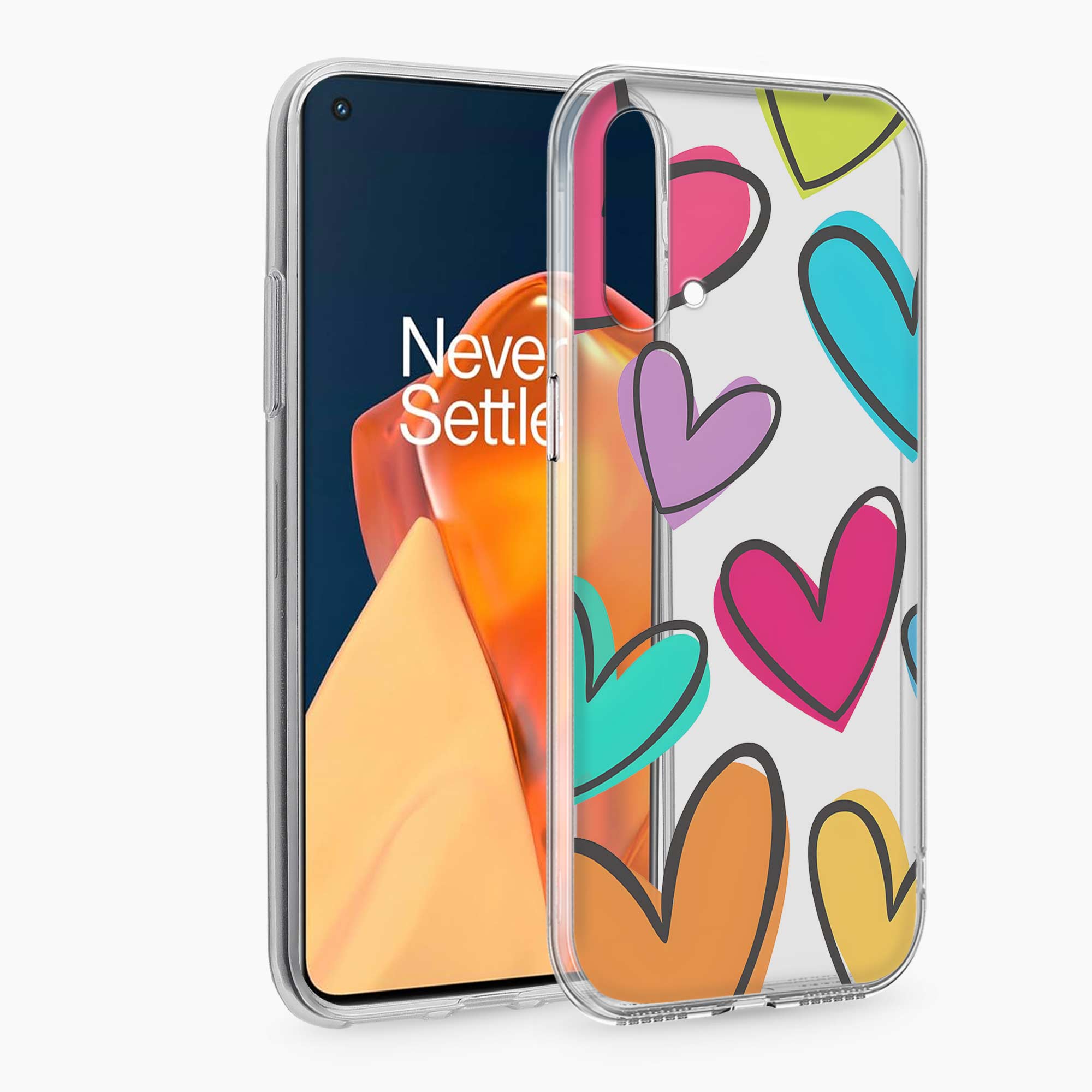 Multicolor Hearts OnePlus Nord CE 5G Silicone Back Cover