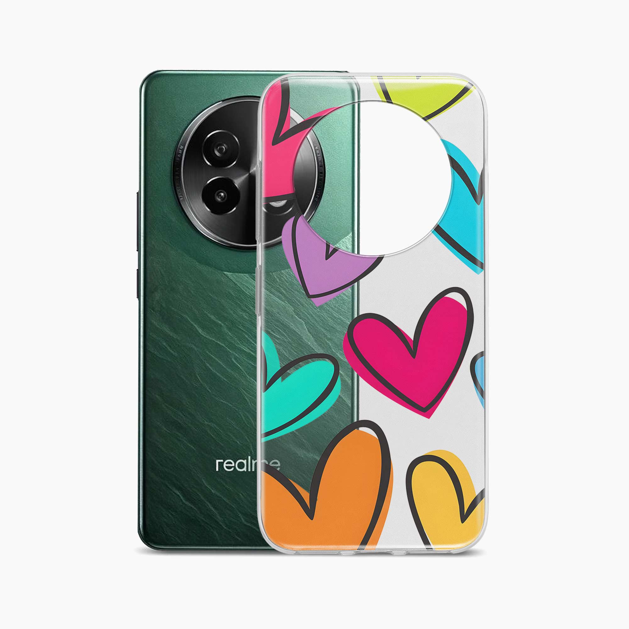 Multicolor Hearts Realme 13 Plus 5G Silicone Back Cover
