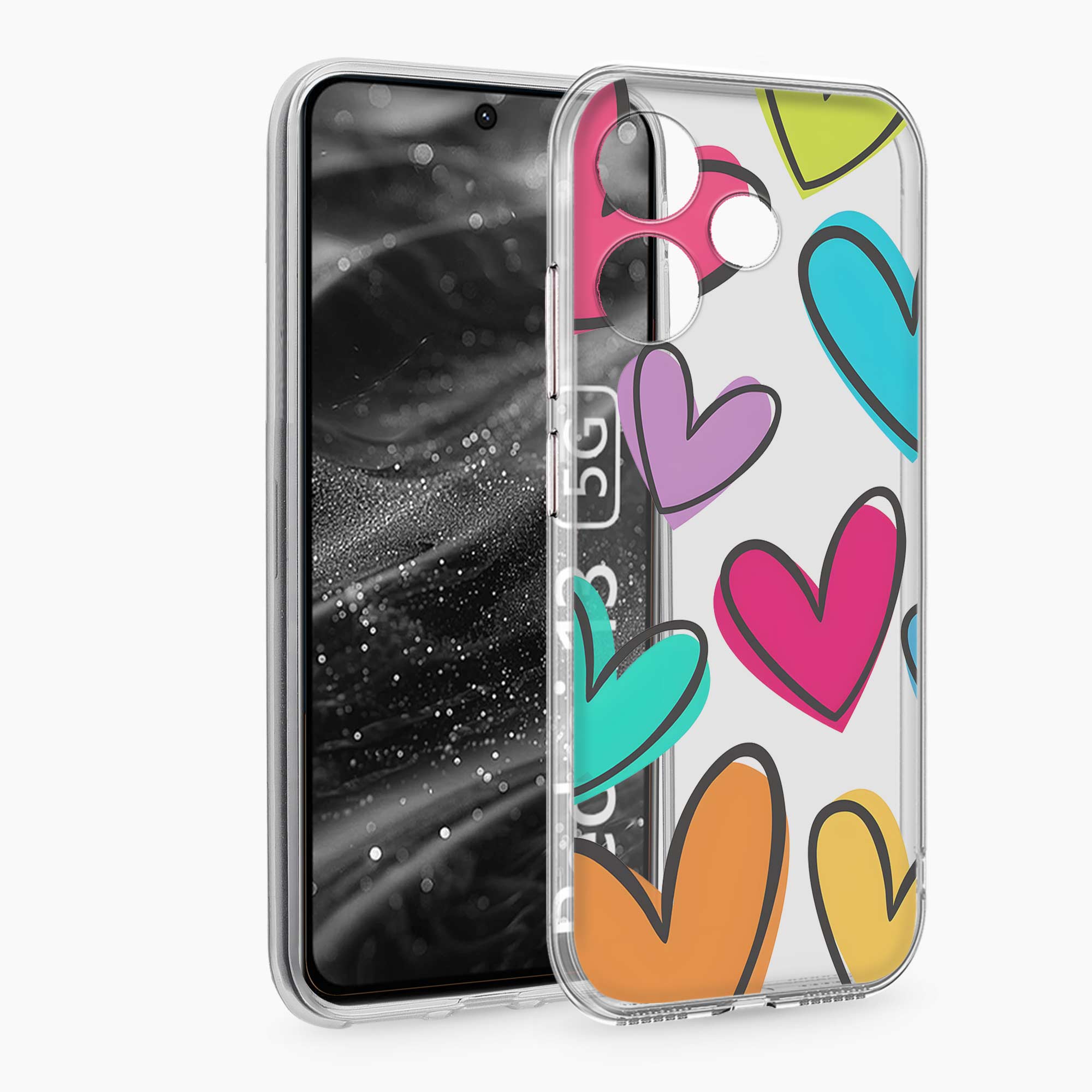 Multicolor Hearts Realme Gt 6T 5G Silicone Back Cover