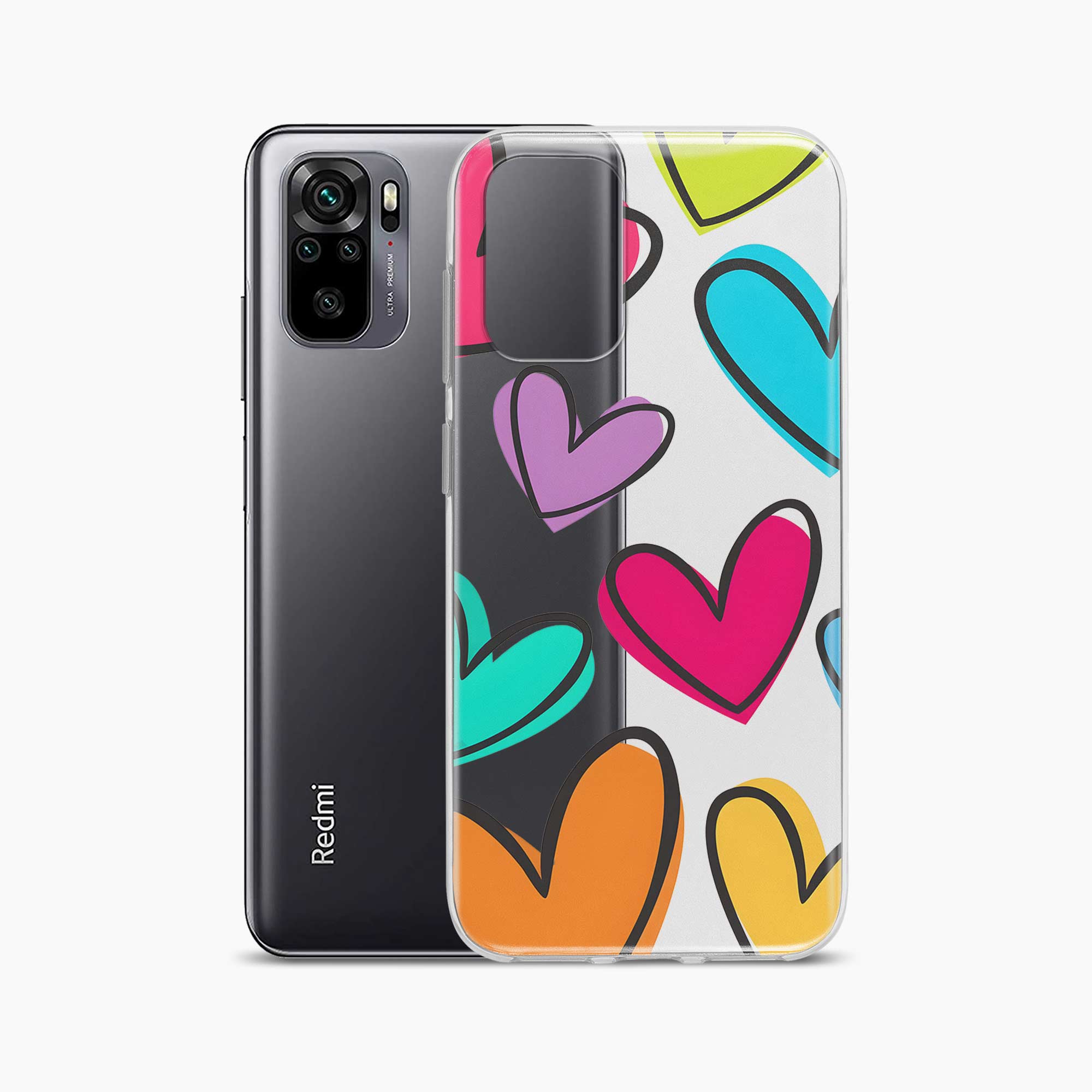 Multicolor Hearts Redmi Note 10 Silicone Back Cover