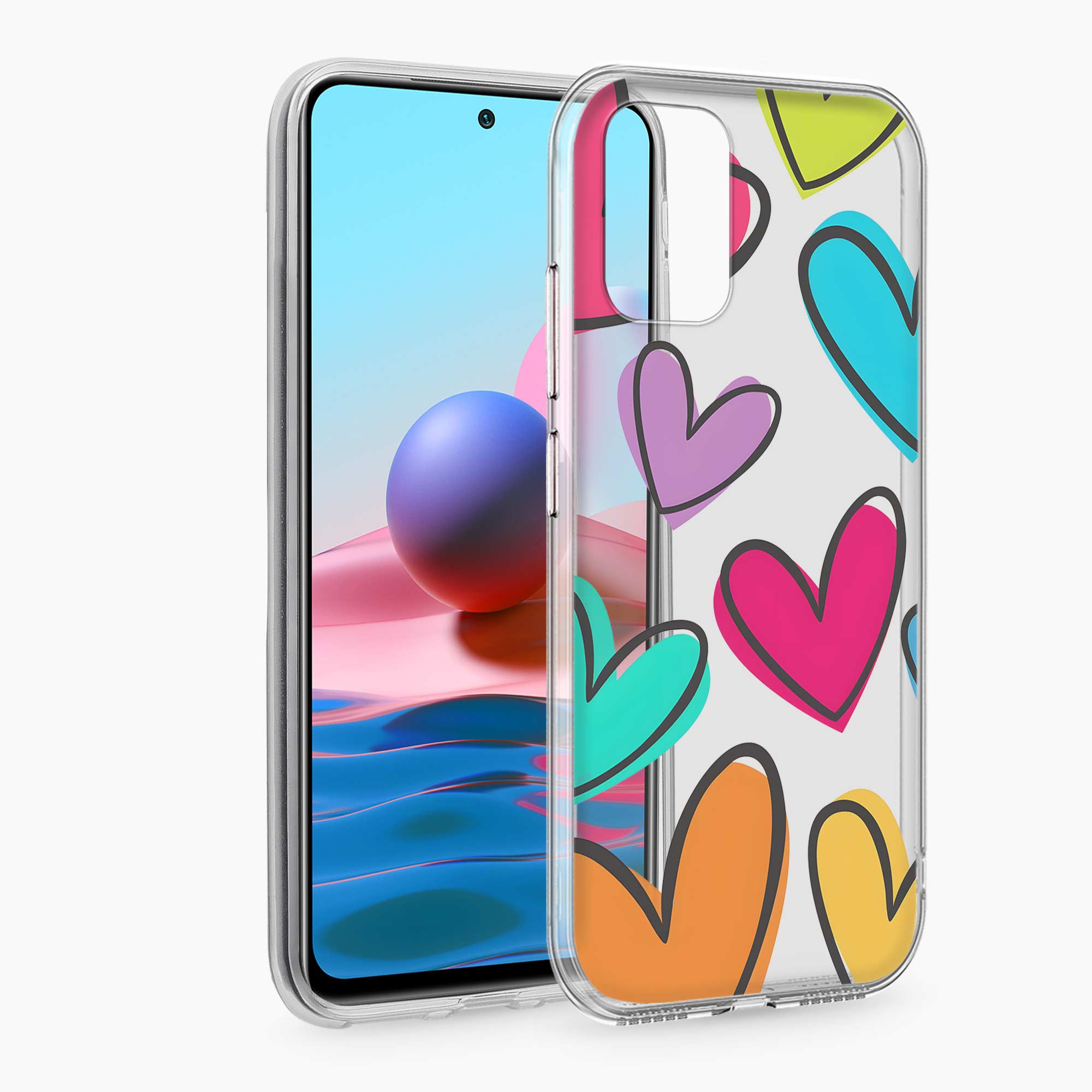 Multicolor Hearts Redmi Note 10 Silicone Back Cover