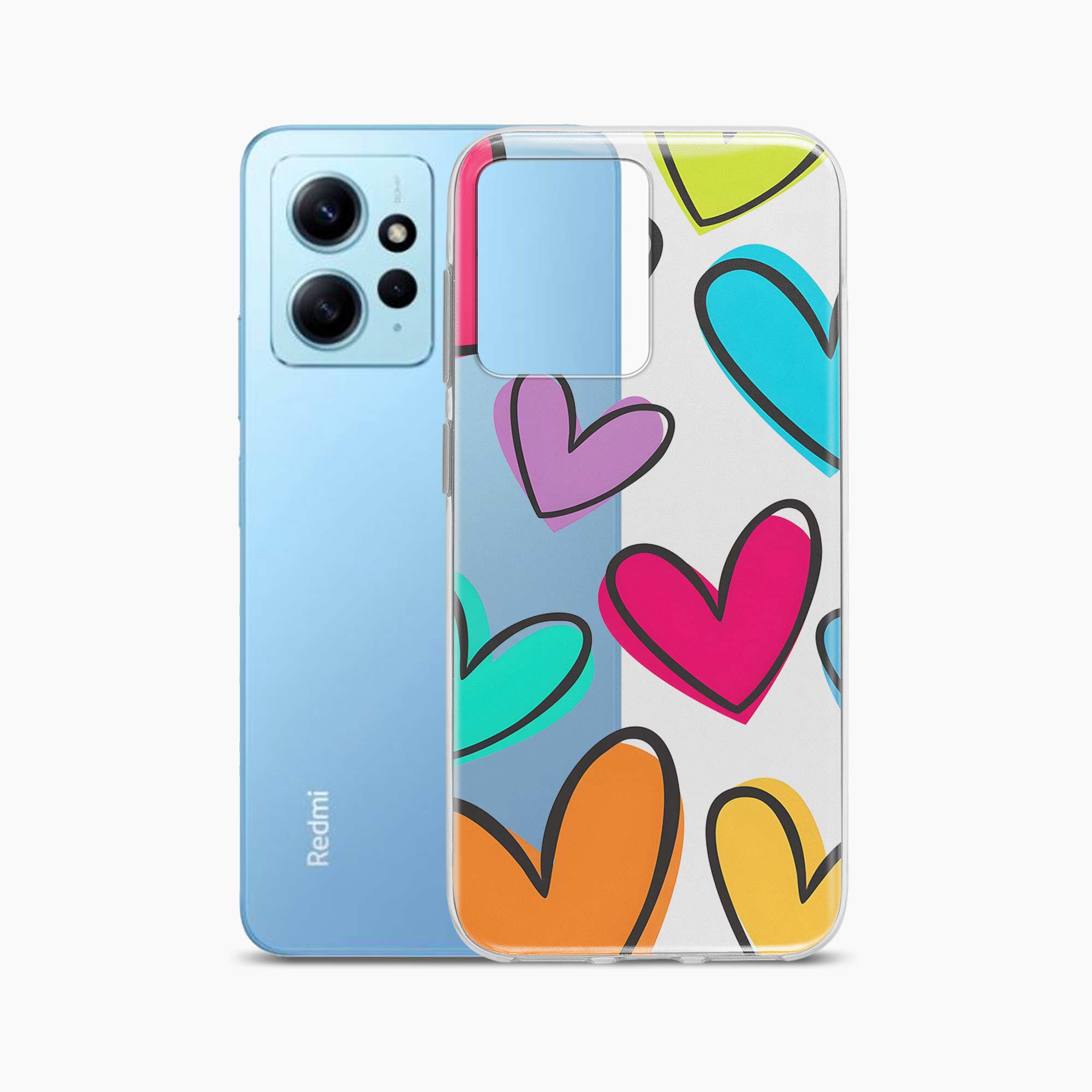 Multicolor Hearts Redmi Note 12 4G Silicone Back Cover