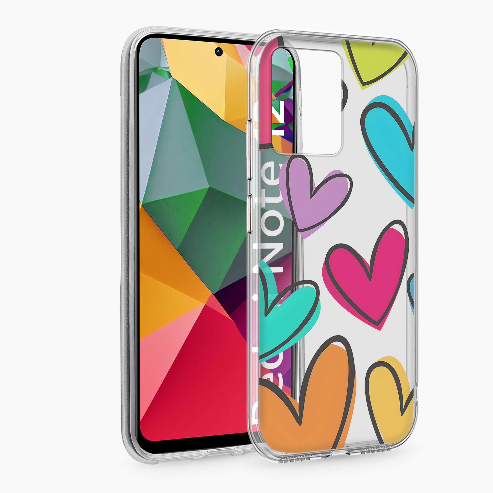 Multicolor Hearts Redmi Note 12 4G Silicone Back Cover