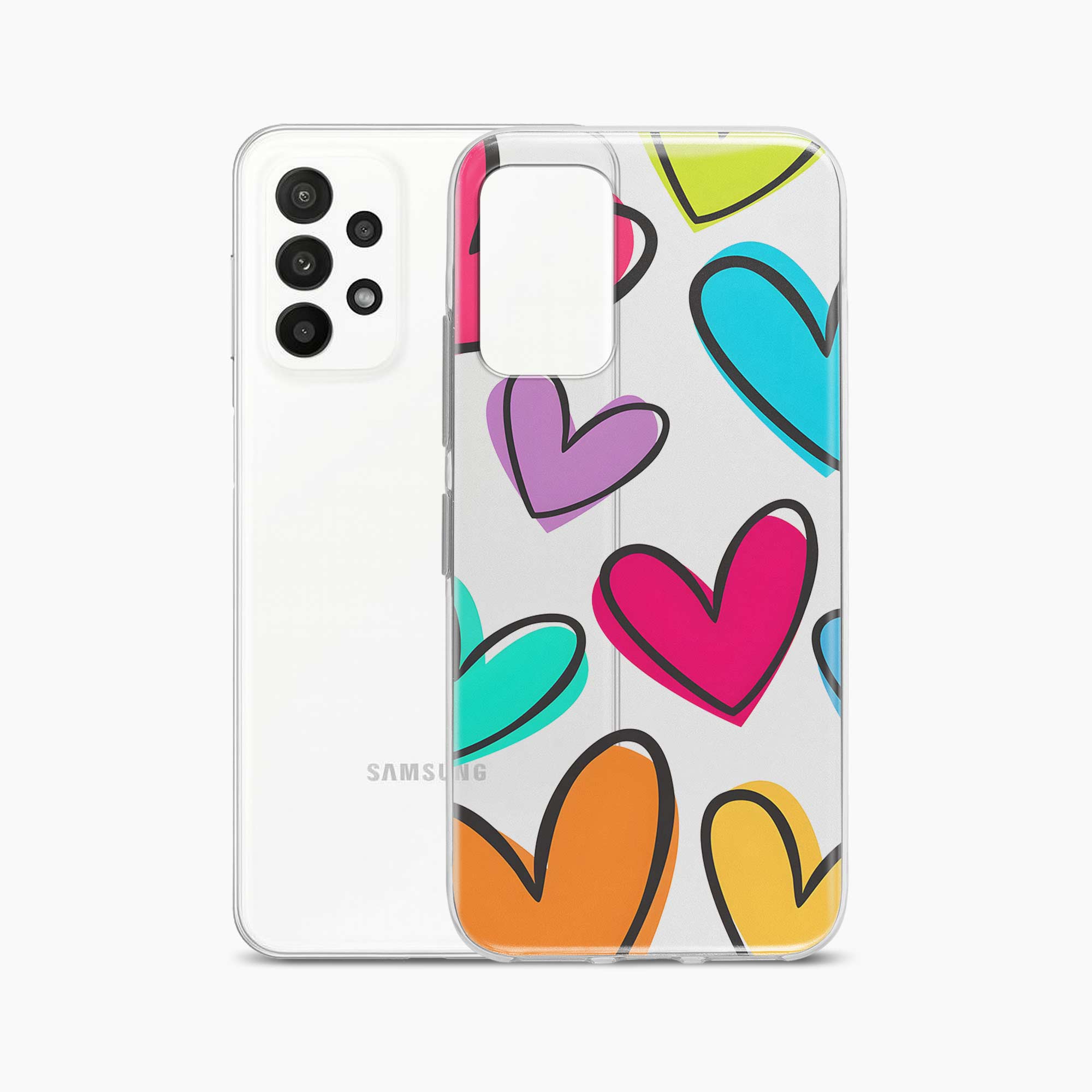 Multicolor Hearts Samsung A23 Silicone Back Cover
