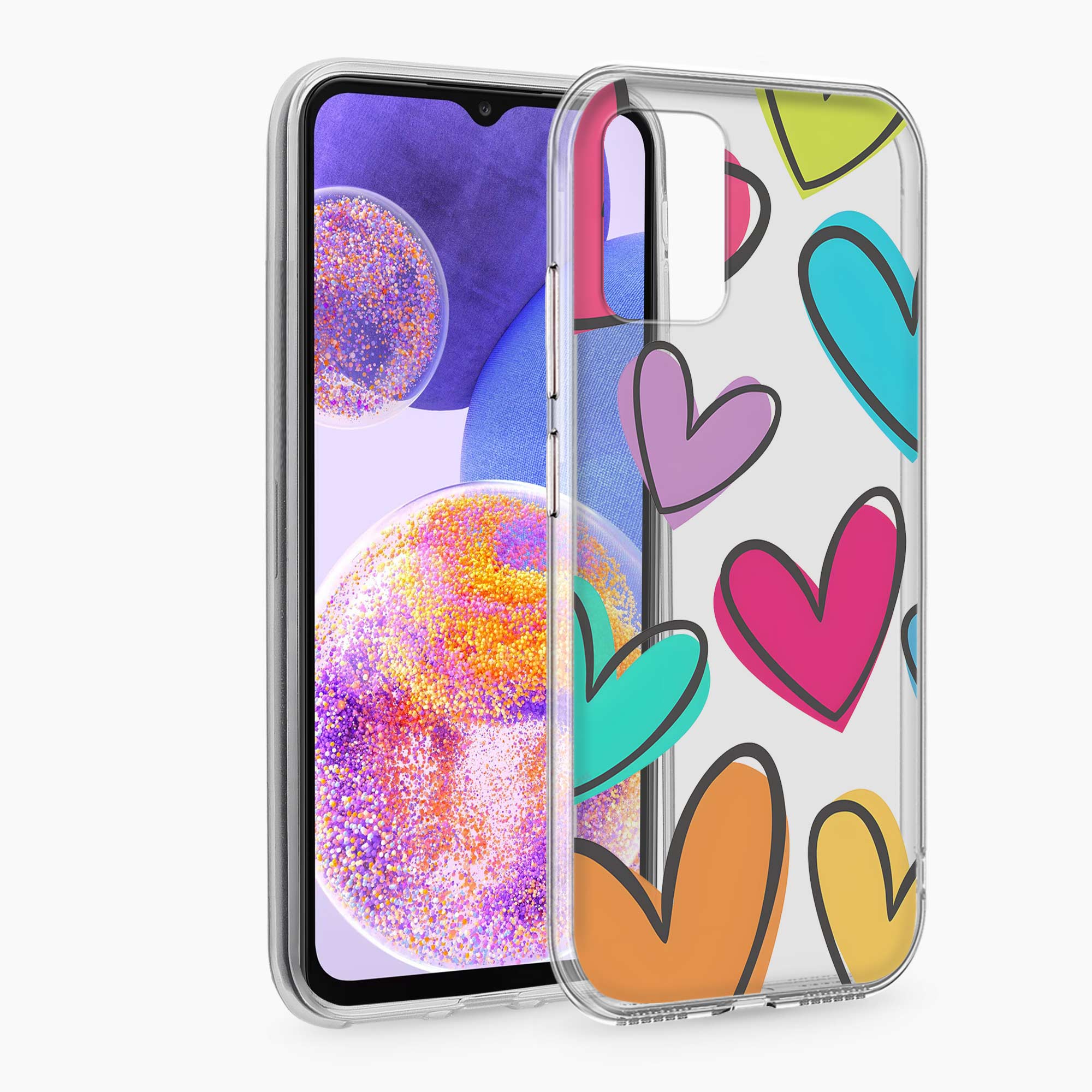 Multicolor Hearts Samsung A23 Silicone Back Cover