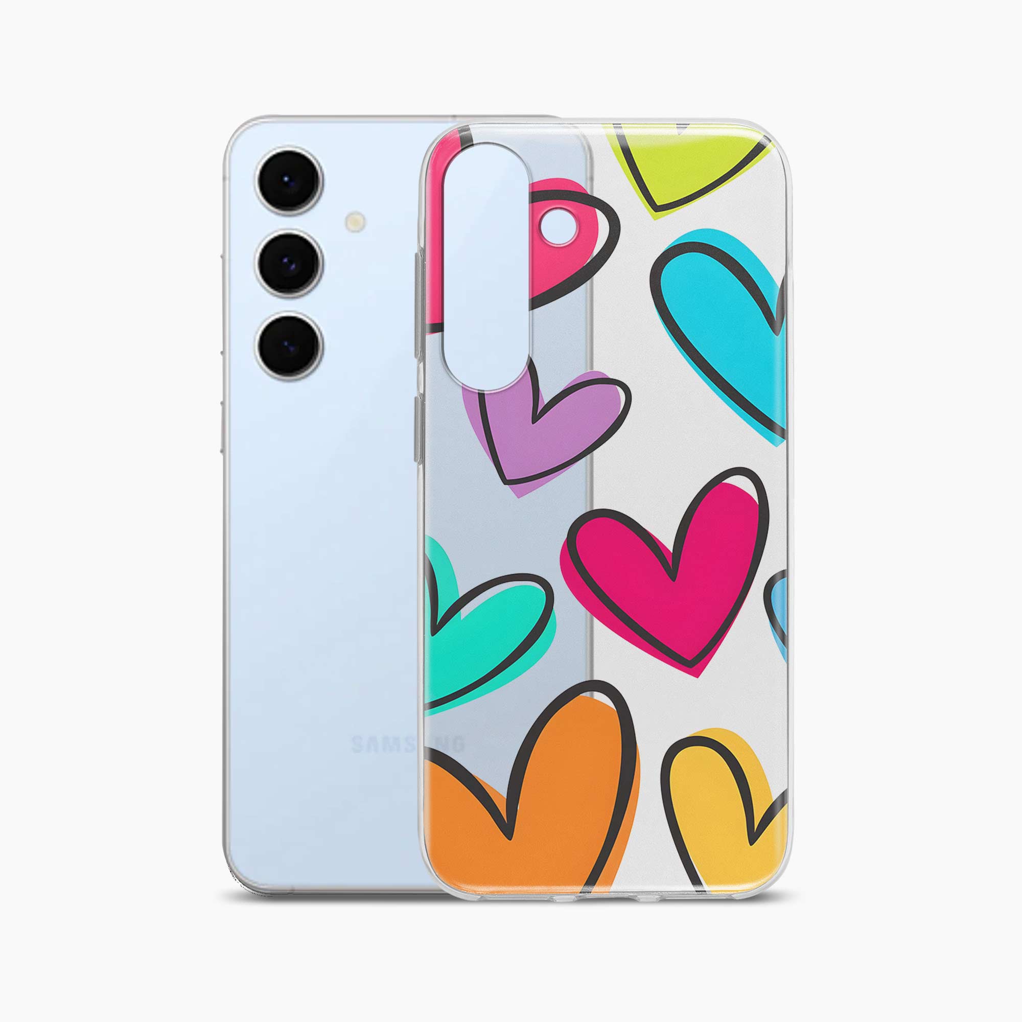 Multicolor Hearts Samsung S24 FE Silicone Back Cover