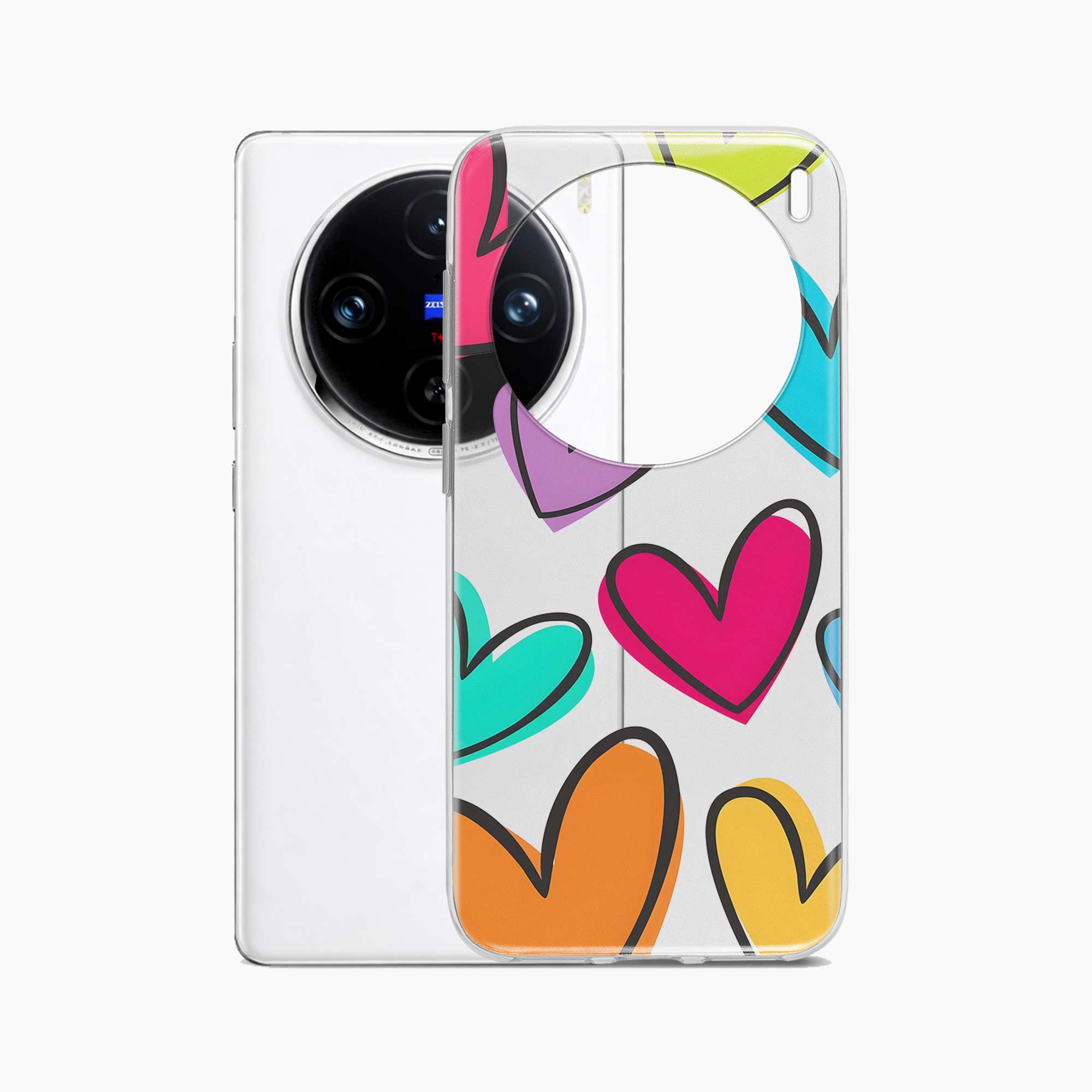 Multicolor Hearts Vivo X100 Pro Silicone Back Cover