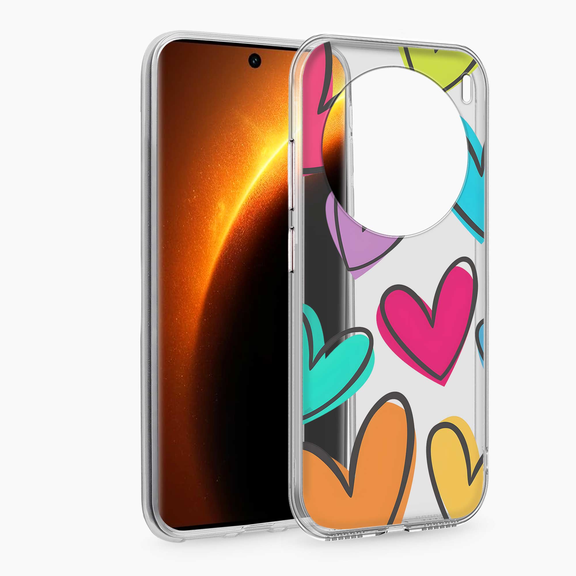 Multicolor Hearts Vivo X100 Pro Silicone Back Cover