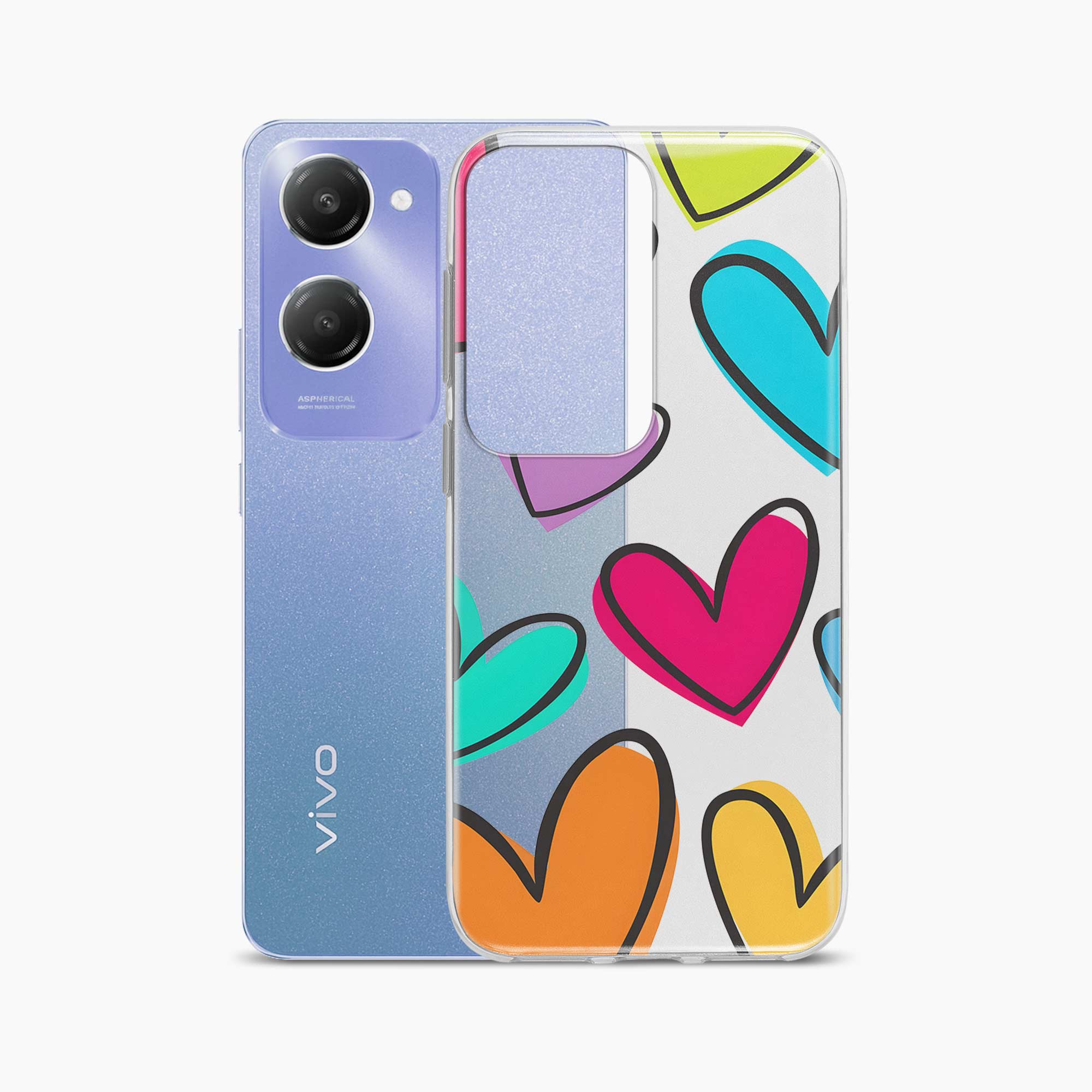 Multicolor Hearts Vivo Y28s 5G Silicone Back Cover
