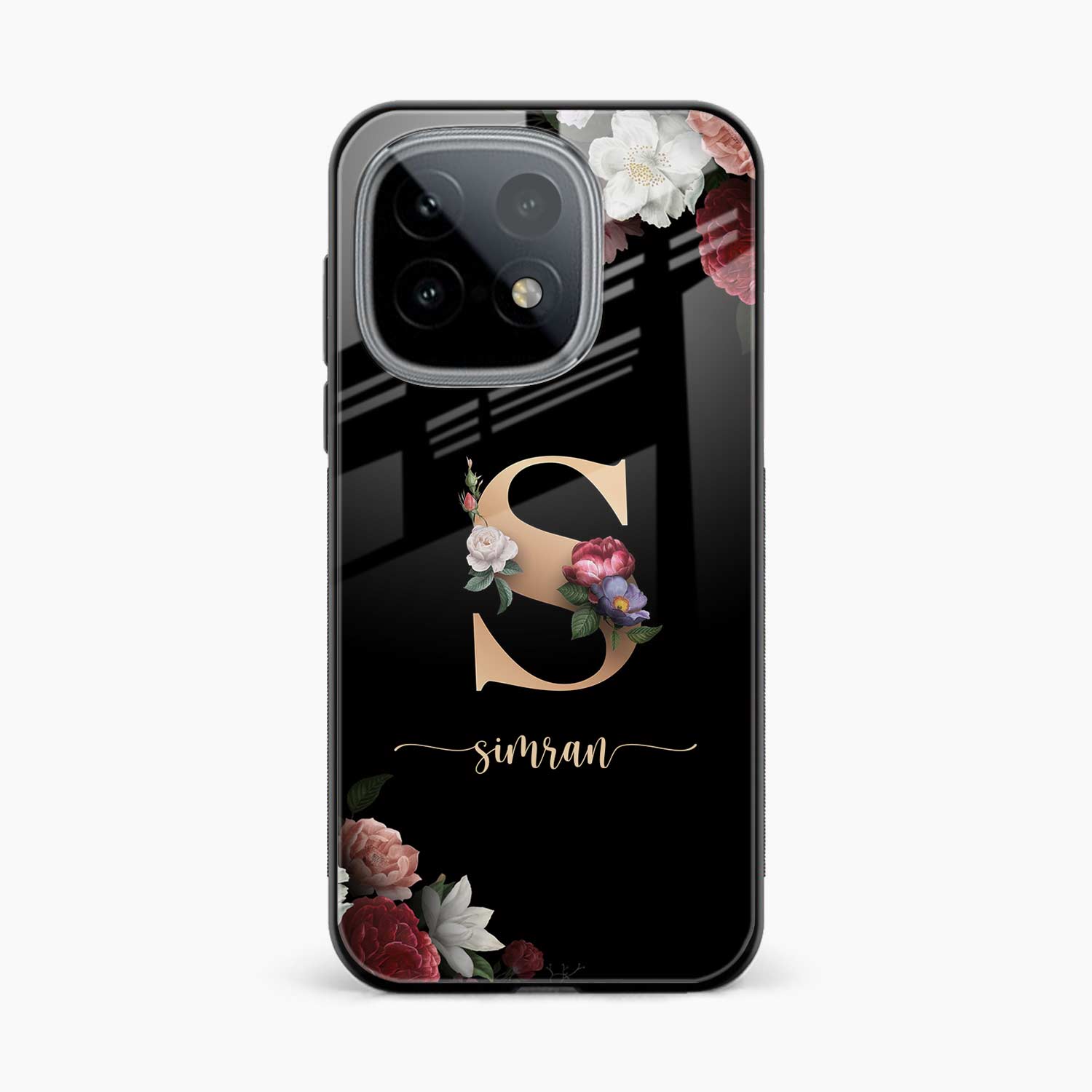 Black Floral Name Personalised Iqoo 15 5G Back Cover