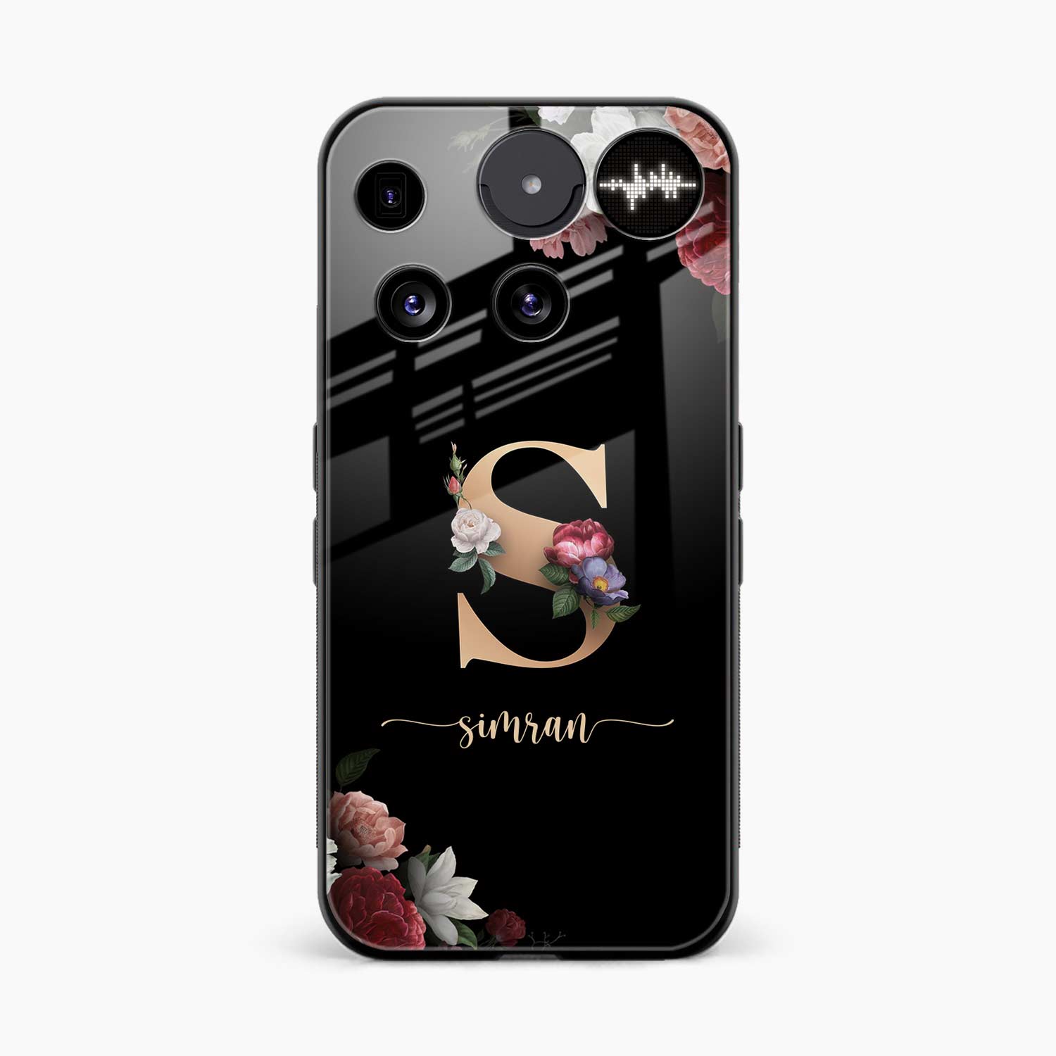 Black Floral Name Personalised Nothing Phone 3 Back Cover