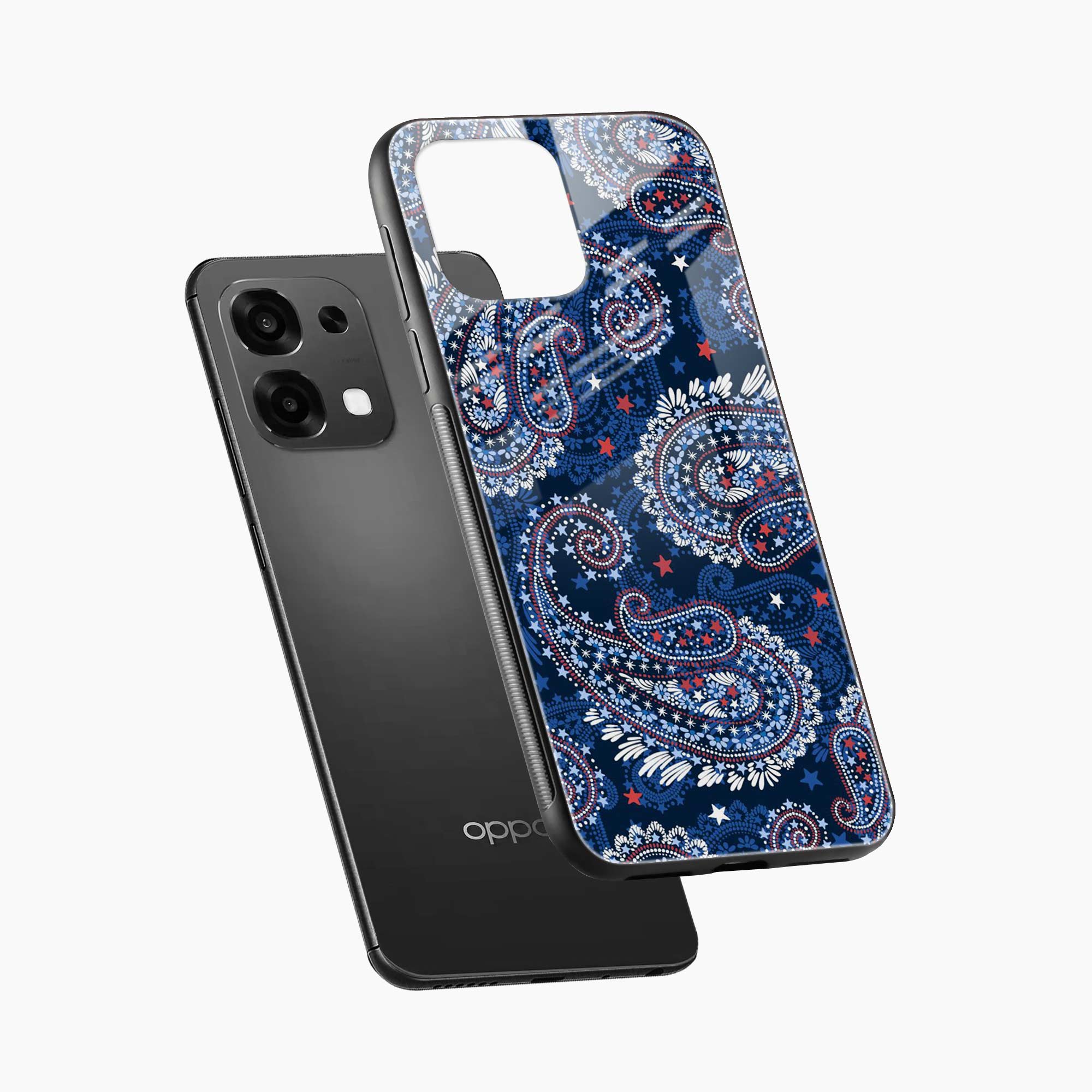 Blue Colored Classical Pattern Oppo F31 5G Back Cover