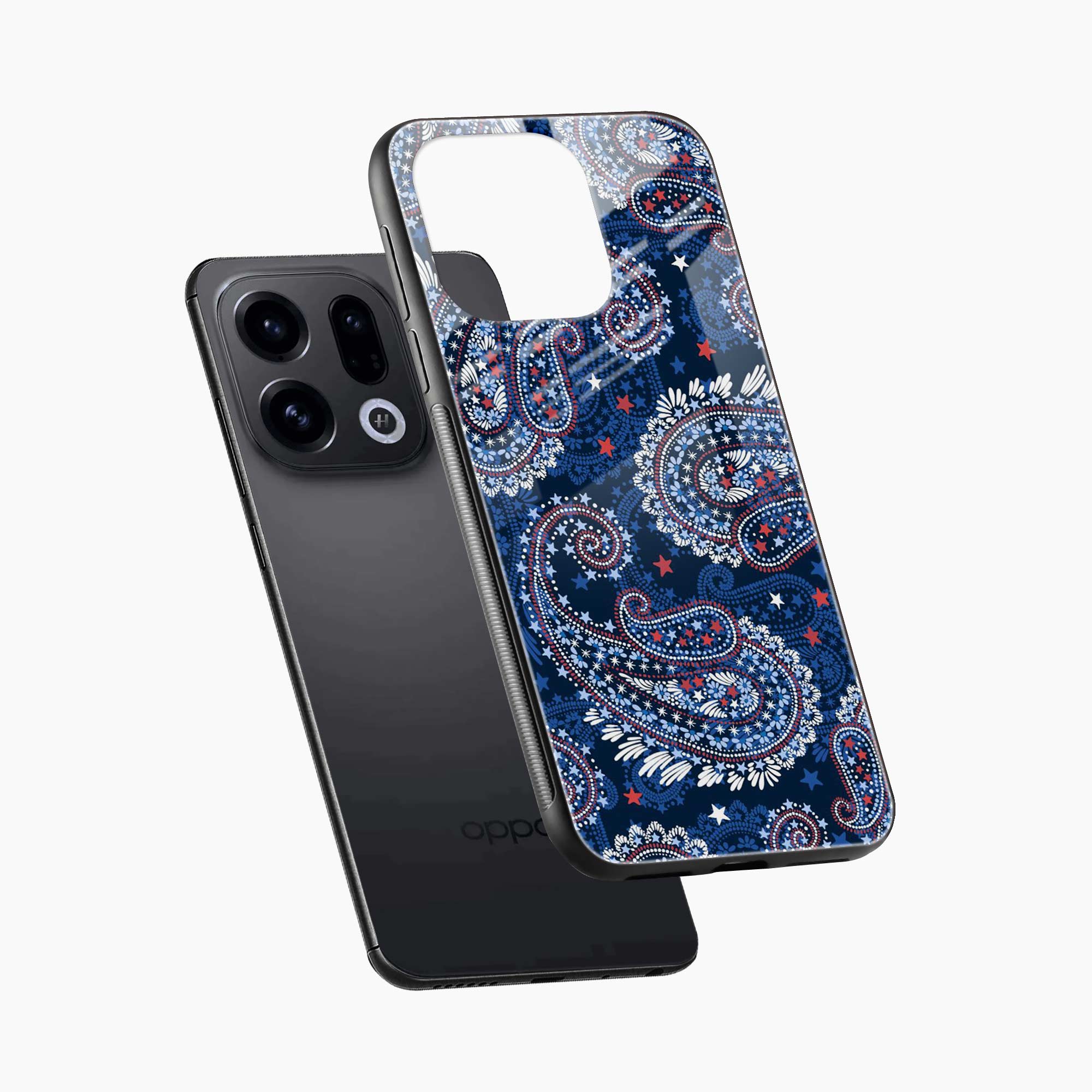 Blue Colored Classical Pattern Oppo Find X9 Back Cover