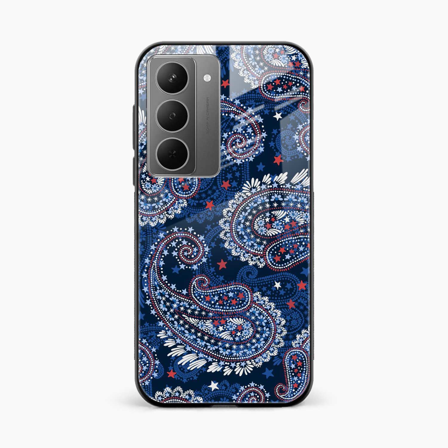 Blue Colored Classical Pattern Realme Narzo 80x 5G Back Cover