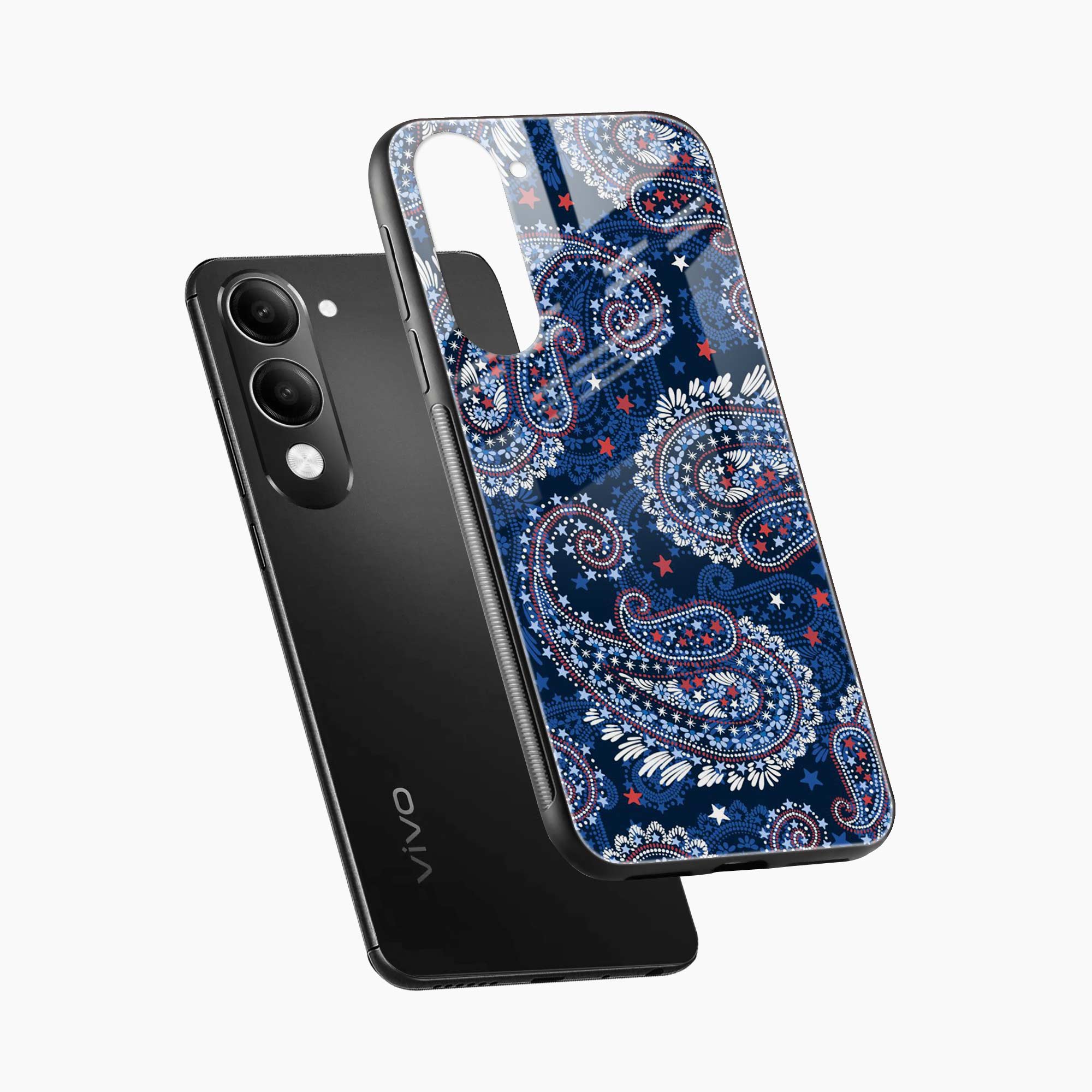 Blue Colored Classical Pattern Vivo Y19s 5G Back Cover