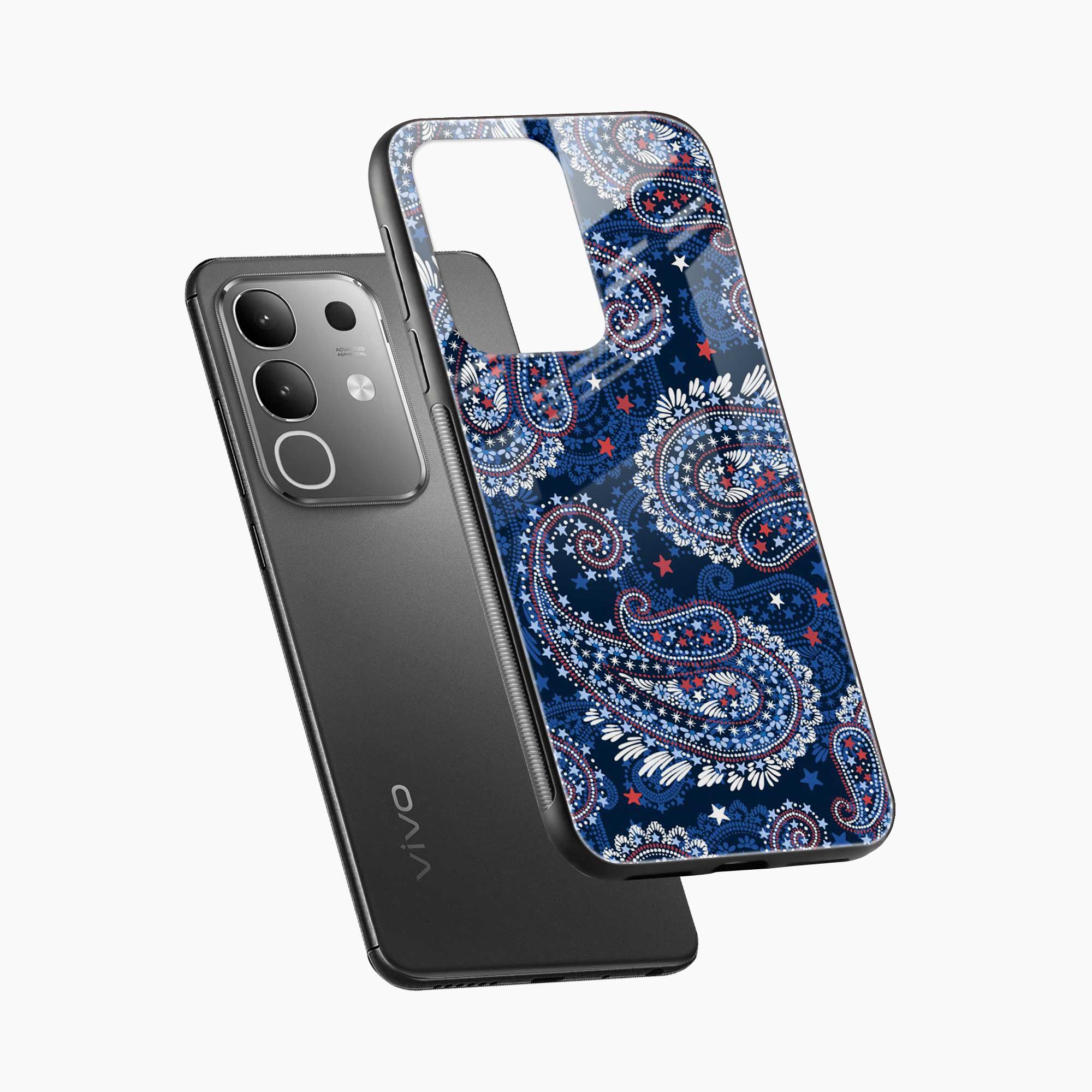 Blue Colored Classical Pattern Vivo Y31 Pro 5G Back Cover