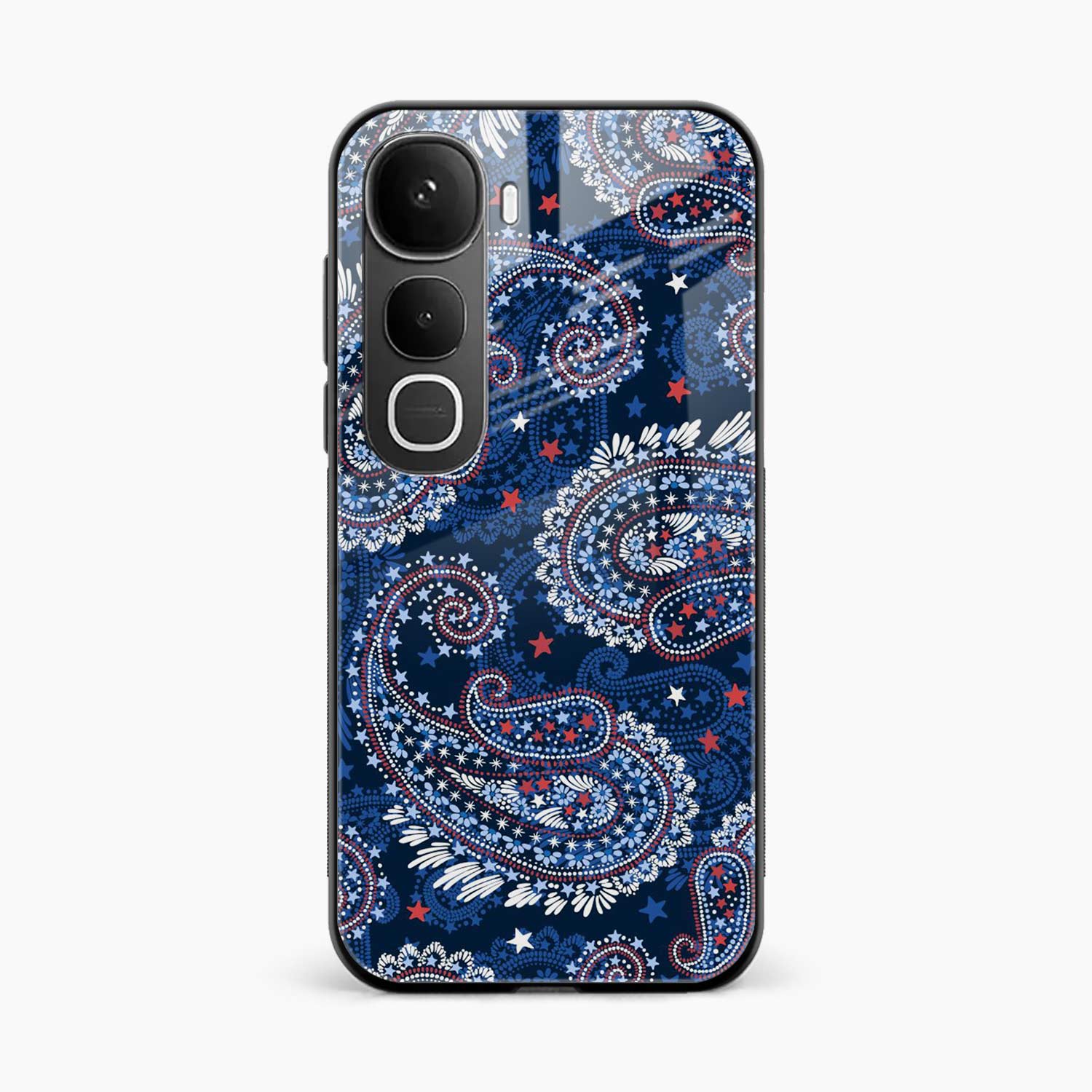 Blue Colored Classical Pattern Vivo Y400 5G Back Cover