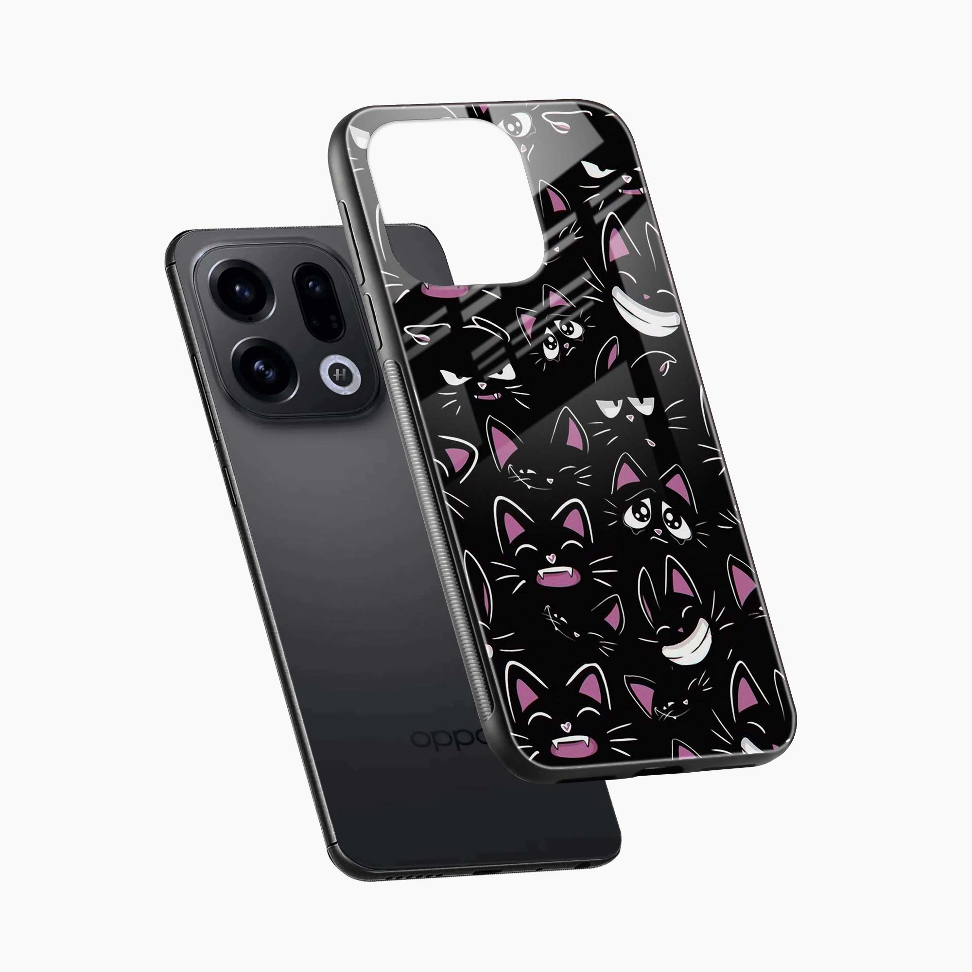 Cute Black Cat Oppo Find X9 Back Cover