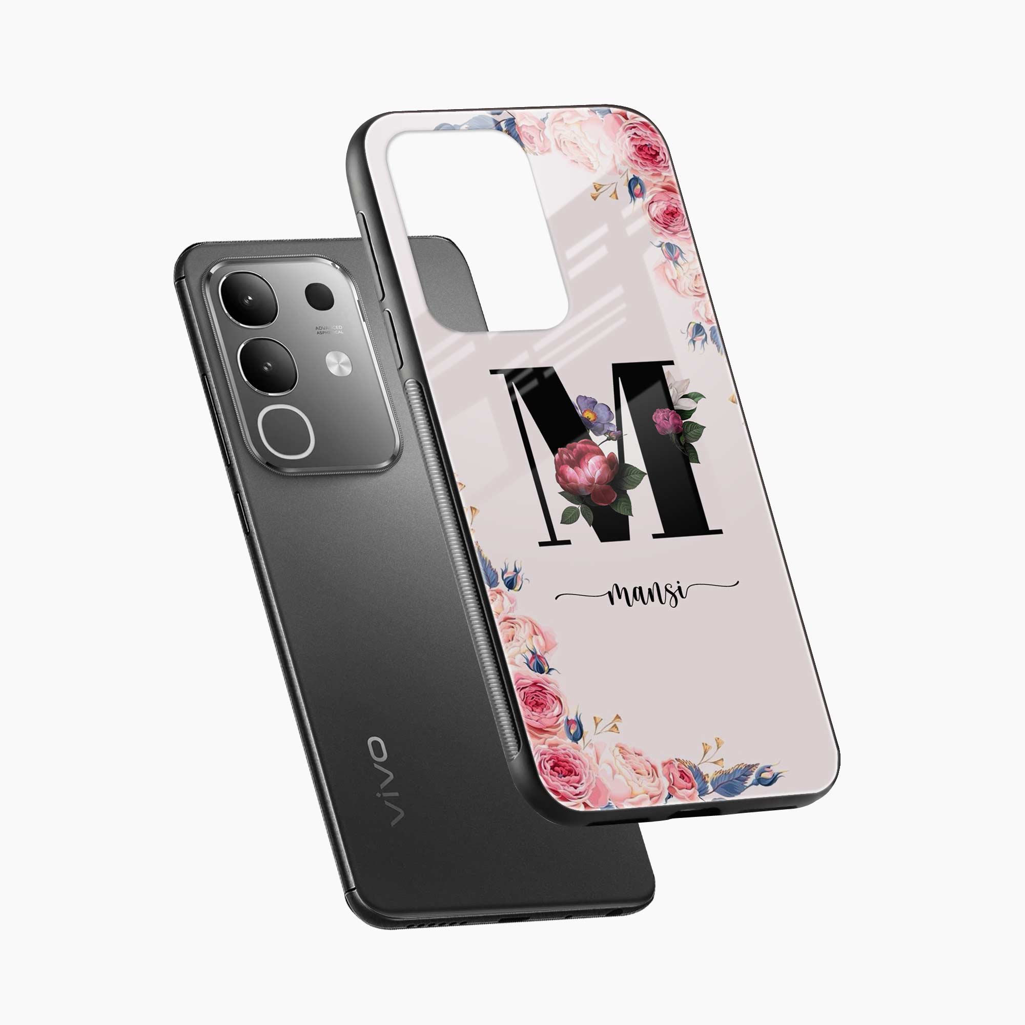 Floral Name Personalised Vivo Y31 Pro 5G Back Cover
