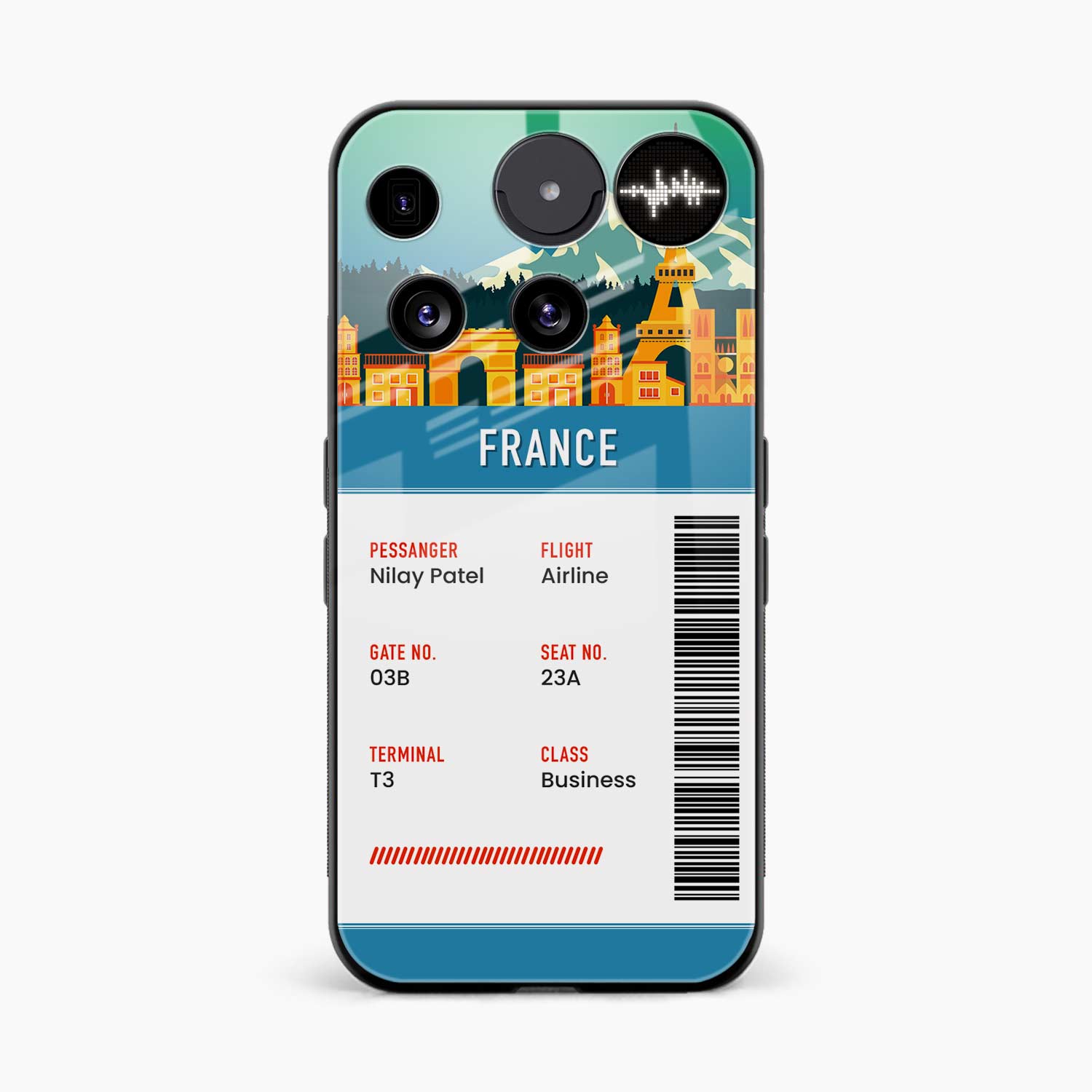 France Boarding Pass Nothing Phone 3 Back Cover