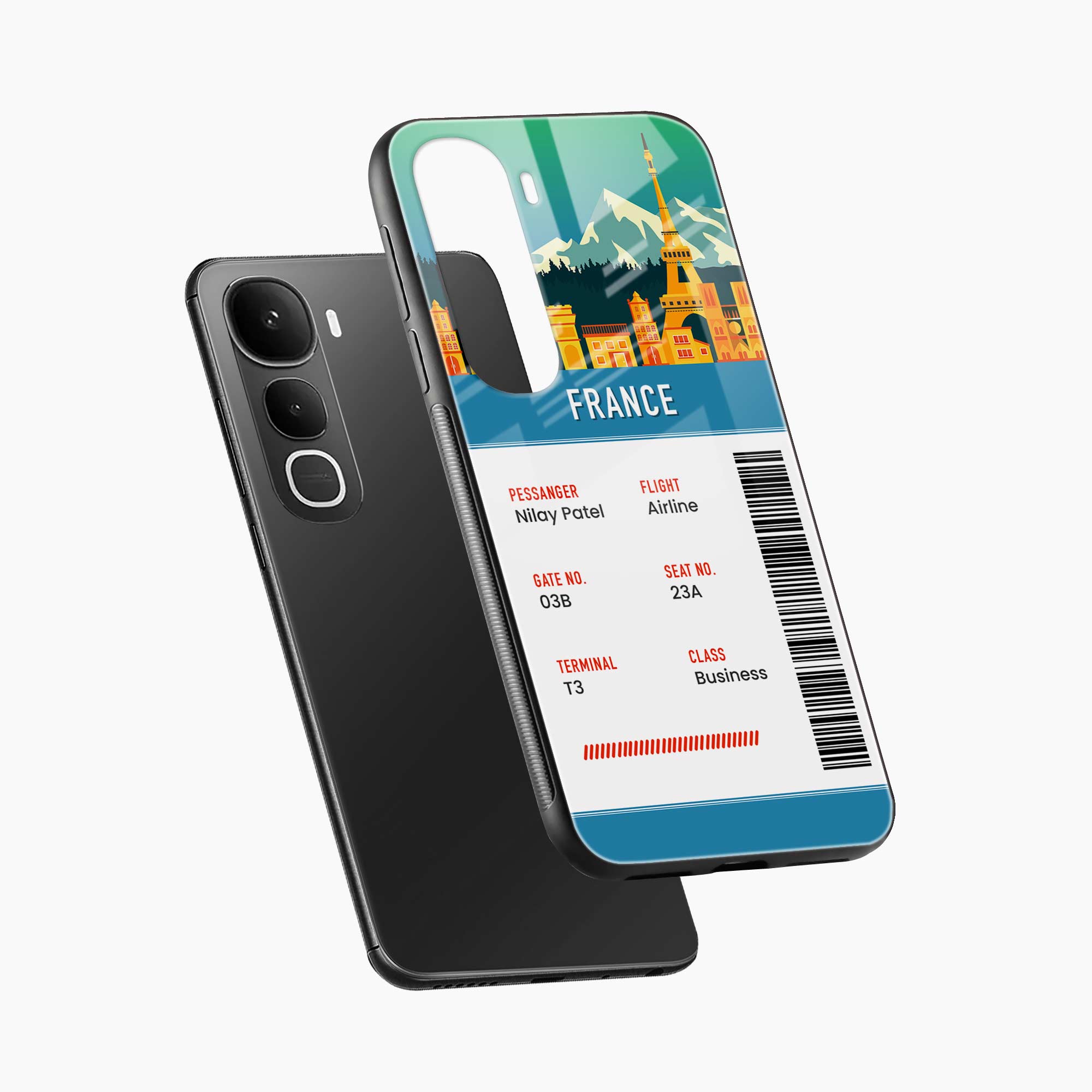 France Boarding Pass Vivo Y400 5G Back Cover