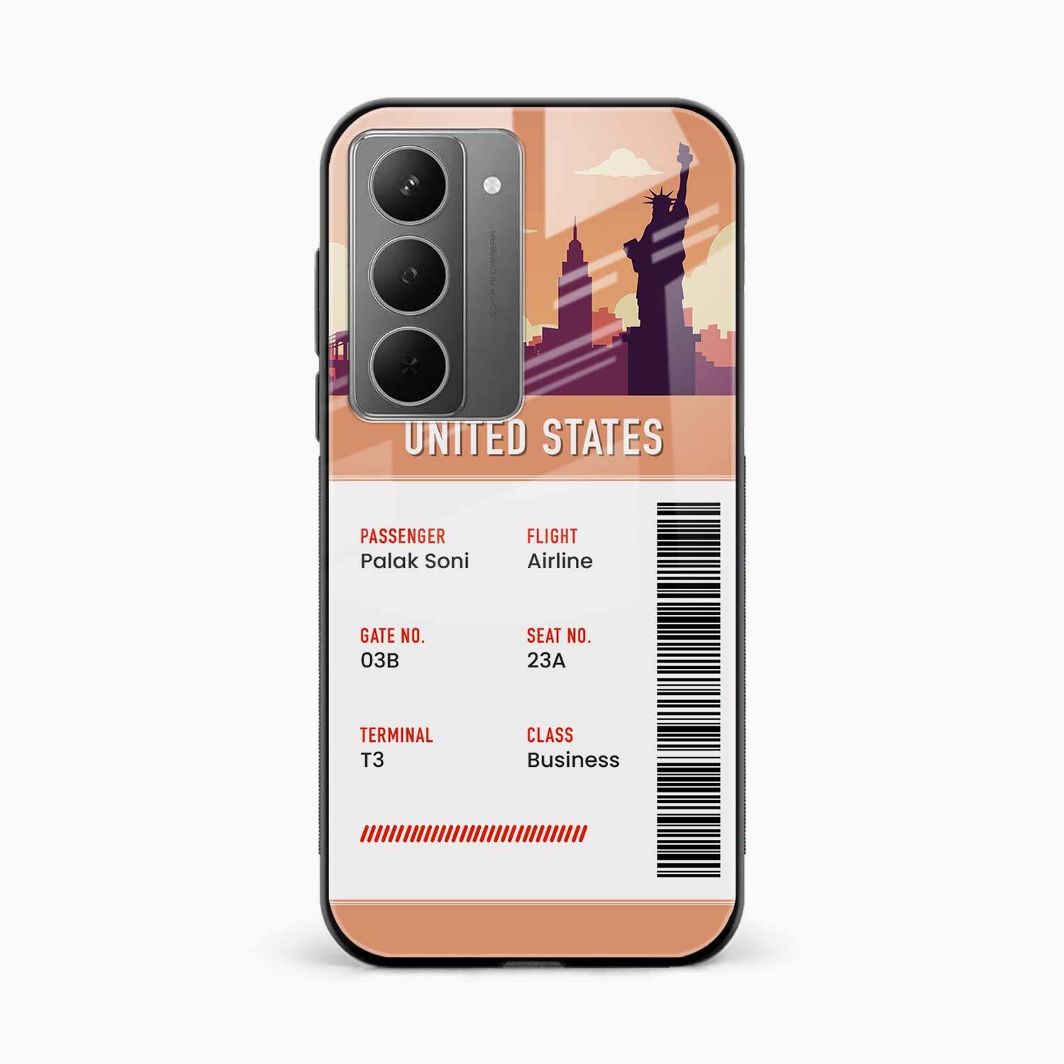 United States Boarding Pass Realme Narzo 80x 5G Back Cover