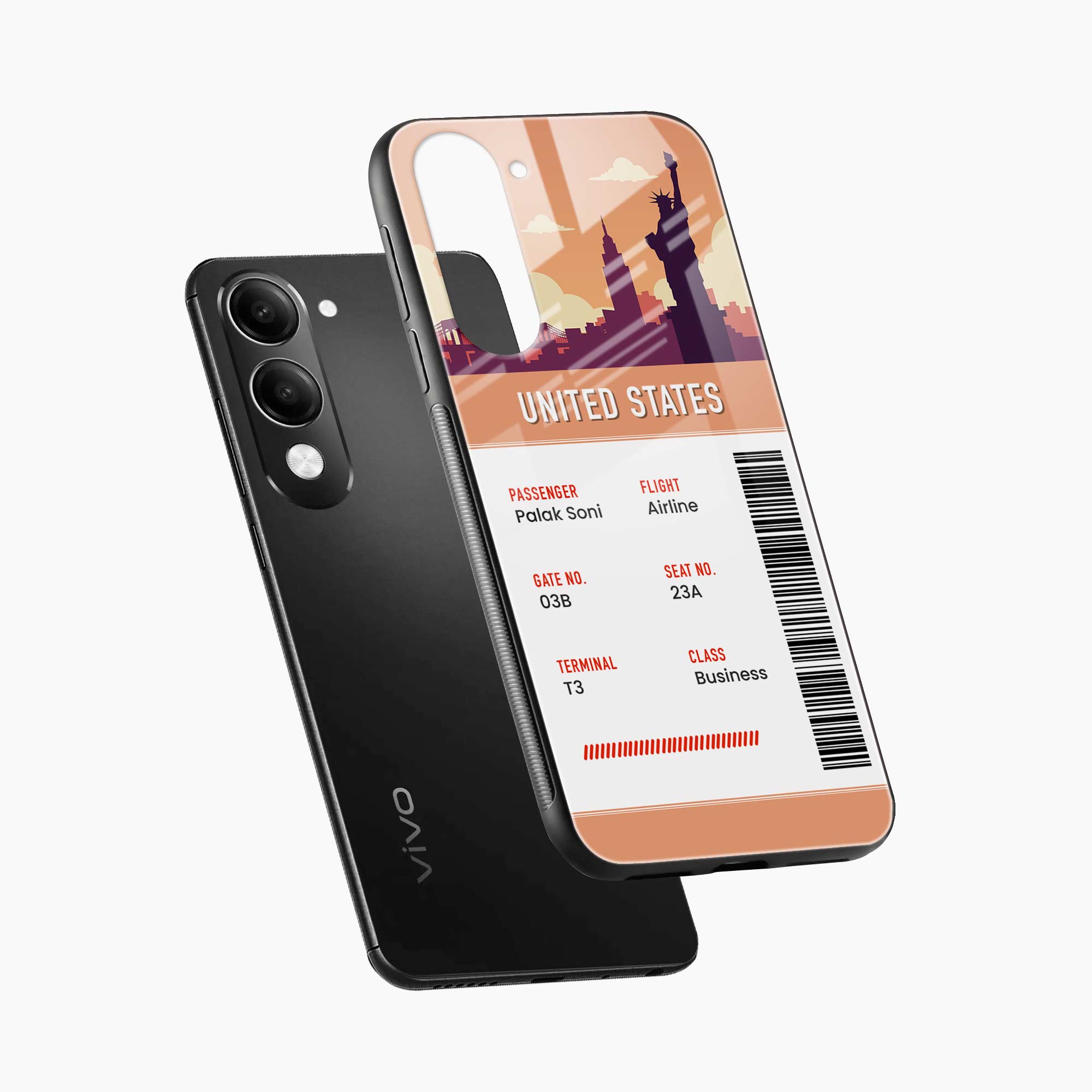 United States Boarding Pass Vivo Y19s 5G Back Cover