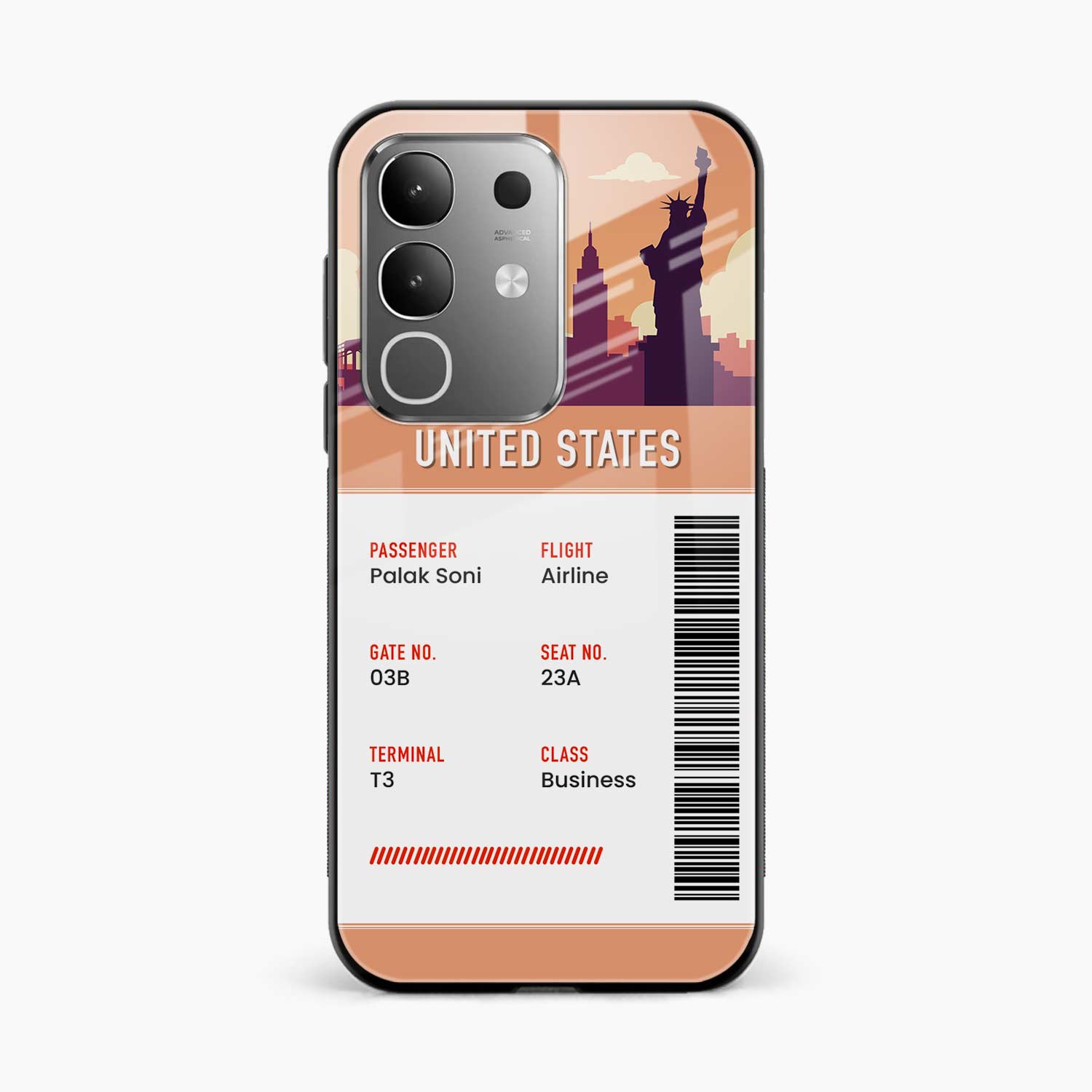 United States Boarding Pass Vivo Y31 Pro 5G Back Cover