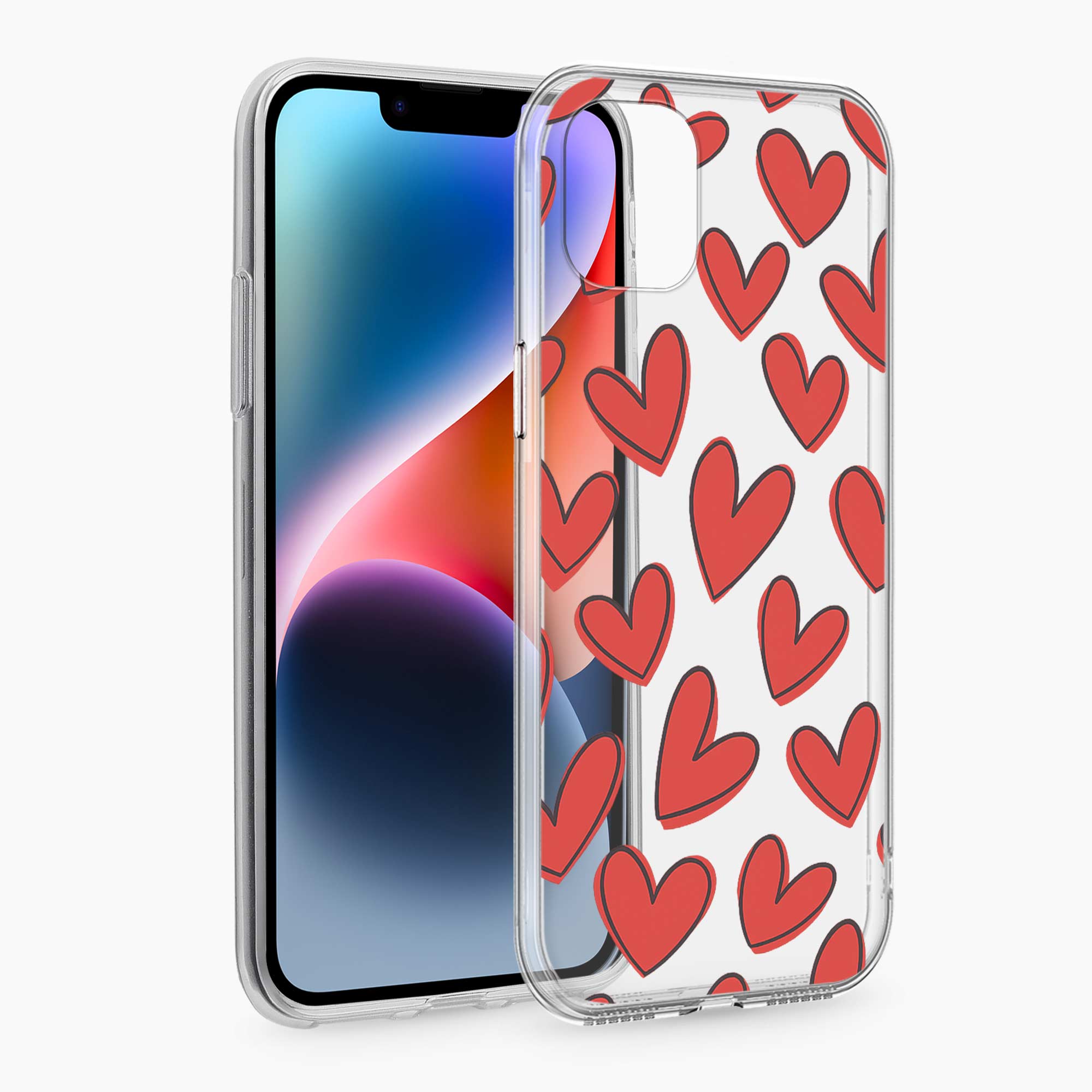 Red Hearts iPhone 13 Silicone Back Cover