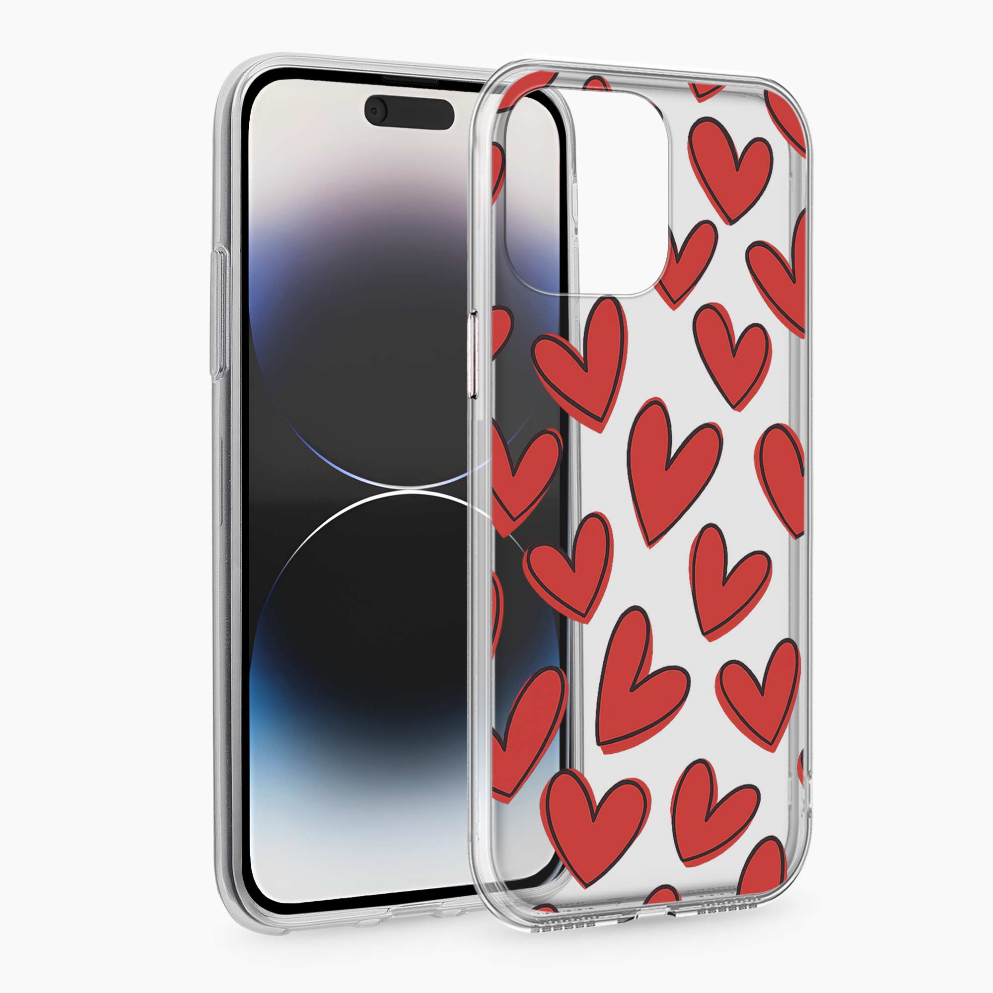 Red Hearts iPhone 14 Pro Silicone Back Cover